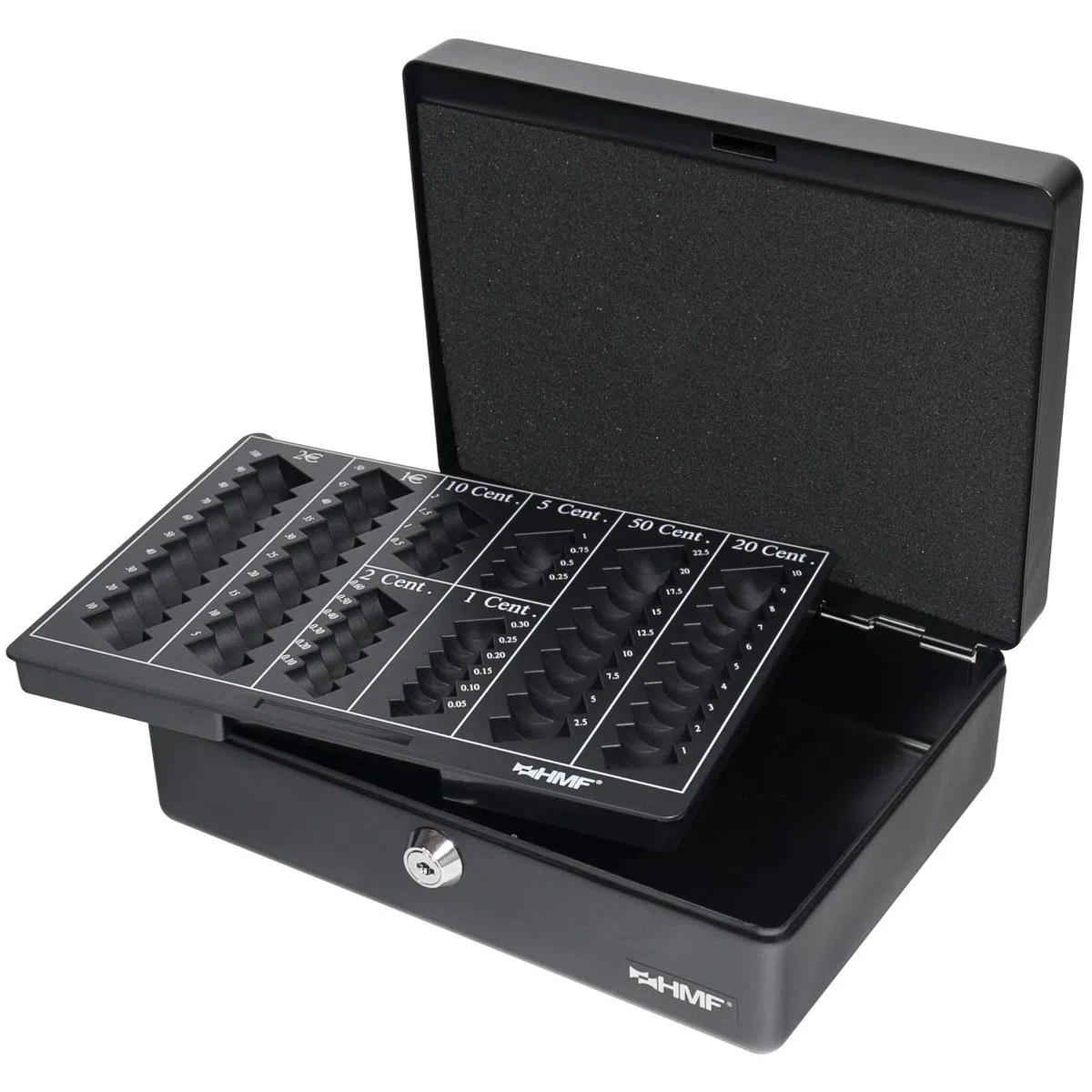 HMF 208-02 Geldkassette Euro-Münzbrett 25 x 18 x 9 cm, schwarz