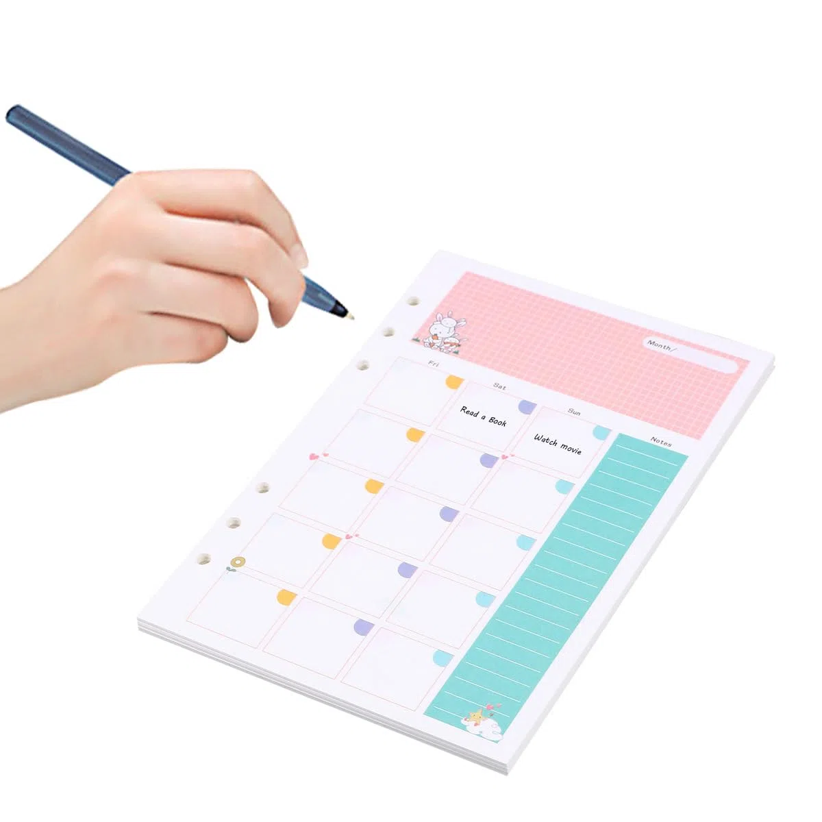 NUOBESTY A5 Nachfüllpapier Bunt 6 Löcher Loseblatt Papierfüller Für Monatsplaner Spiralblock Notizbuch Nachfüllungen Doppelseitig Schreibwaren Bürobedarf