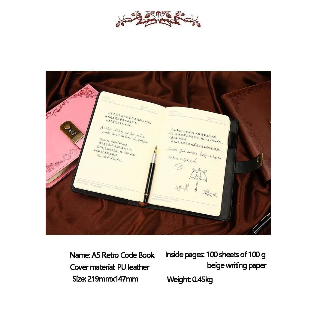 Tagebuch mit Schloss, Notizbuch, A5, Vintage-Stil, abschließbar, Papier, PU, Notizbuch, Reisender, Wochenplaner, Schule, Schreibwaren, Geschenk (3 Stück)