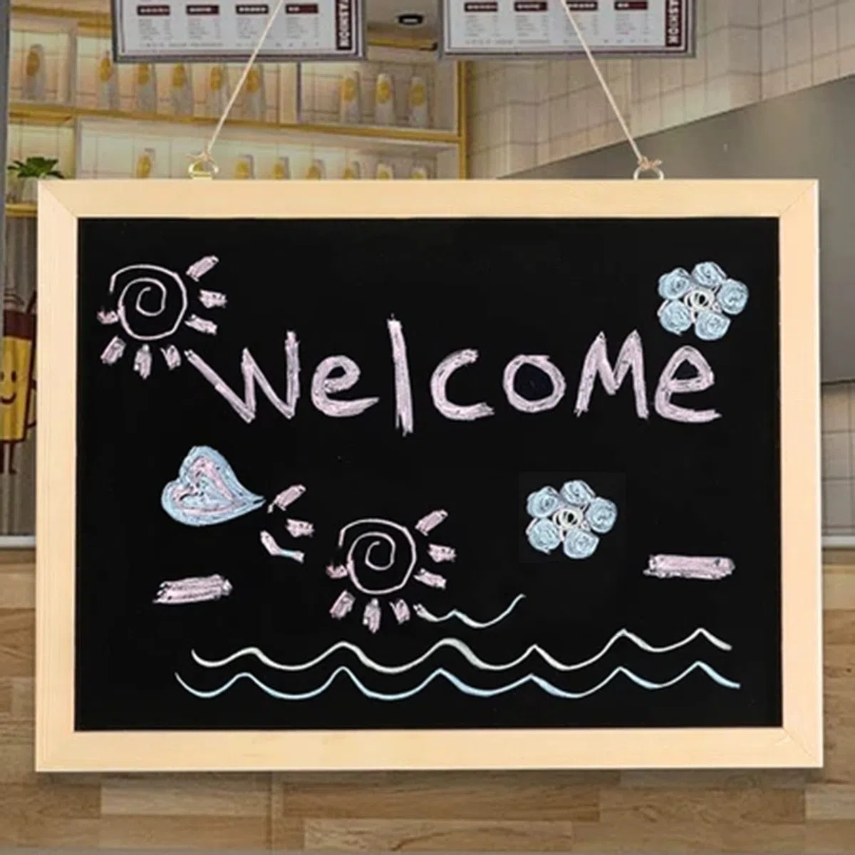 Magnetisches Tafelschild Mit Holzrahmen, Doppelseitige Tafel, Hängende Kreidetafel Für Küche, Geschäft, Restaurantmenü, Hochzeit (Size : 40 x 60 m)