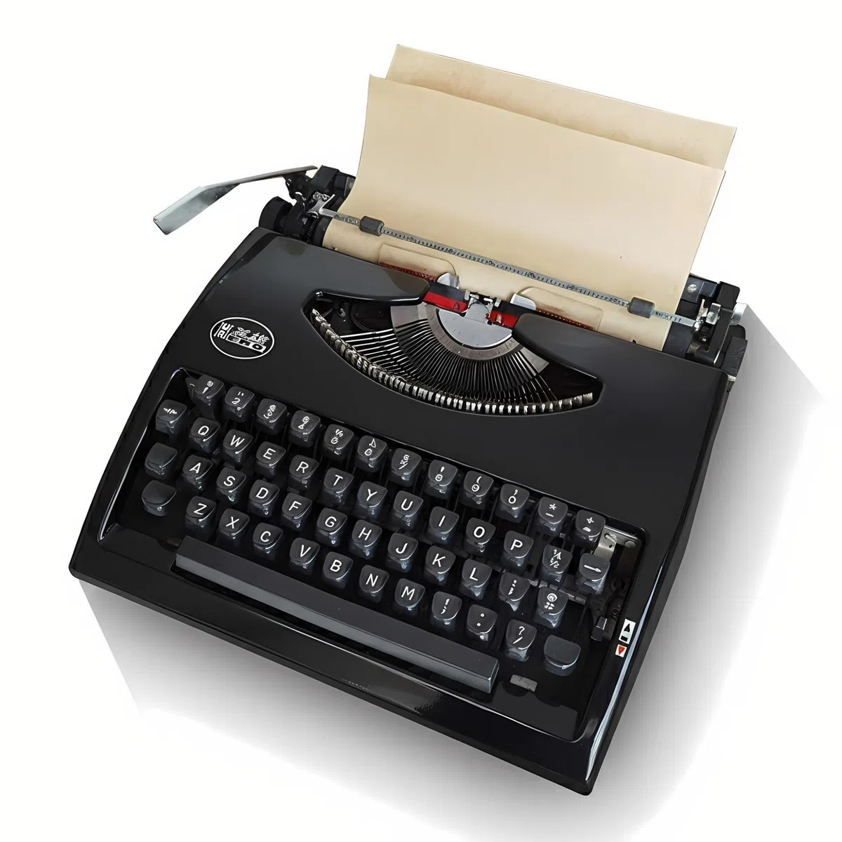 Antike Schreibmaschine Vintage Manuell Mechanisch Tragbar mit Farbband und Koffer, Englisches QWERTY Layout Retro Stil für Notizen Briefe Kreatives Schreiben Autoren(Black)