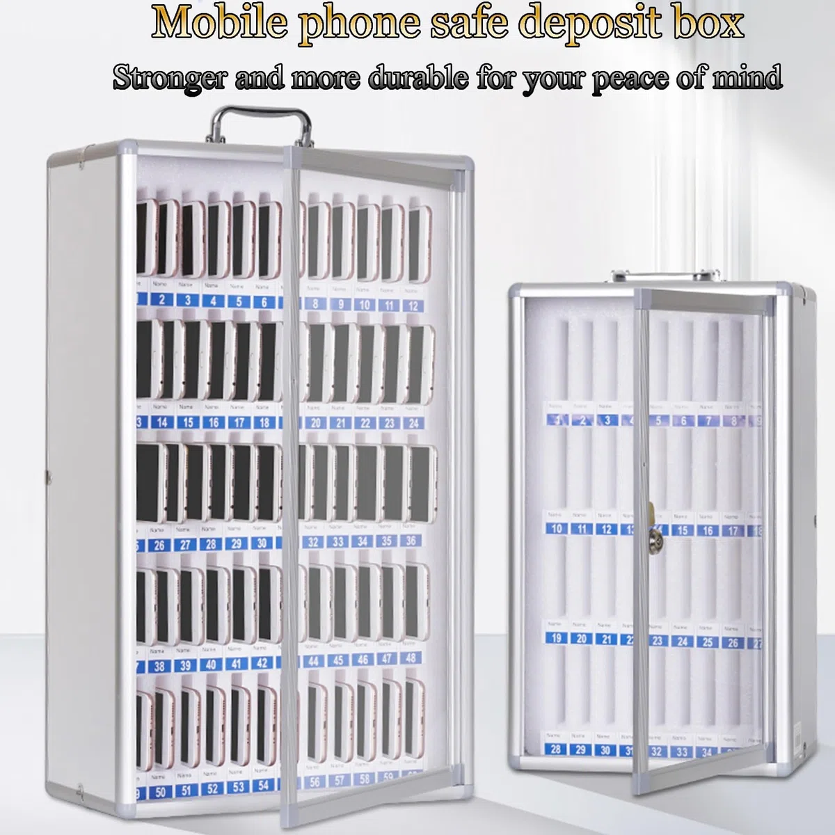 Handy-Organizer, Aluminium, Wandmontage oder Handtrage, ideal für Fabriken, Klassenzimmer, Büros, Fitnessstudios und Institute – 24/36/48 Positionen-Aufbewahrungslösung