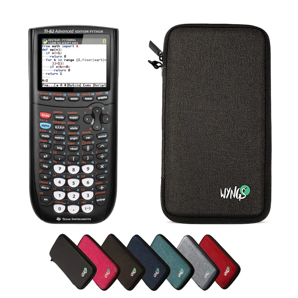 TI-82 Advanced Edition Python Grafikrechner inklusive Schutztasche von WYNGS in Dunkelgrau - Basic Set