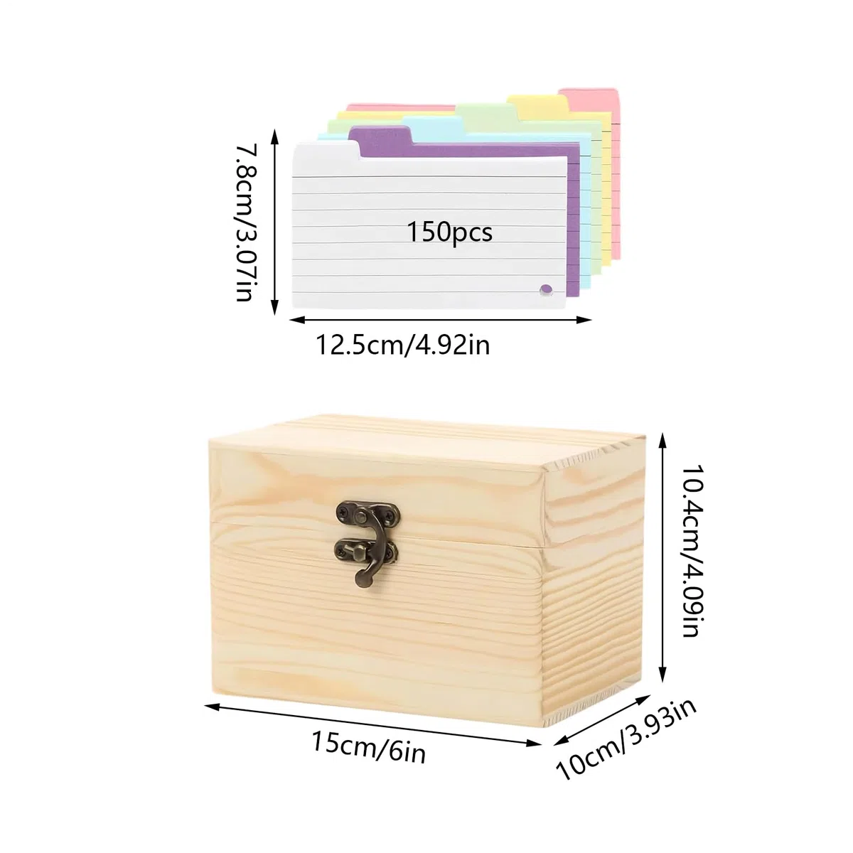 Generisch Holz Karteikartenbox A7 Mit 150 Karten, Rezeptbox Aus Holz Mit Registerkarten, Karteikarten Organizer Für Notizen, Rezepte, Postkarten Und Büro Schule Hochzeit (15x10x10,5 cm)