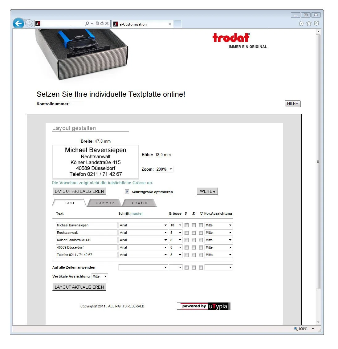 trodat 44084 Textstempelautomat Printy 4911 4.0, schwarz