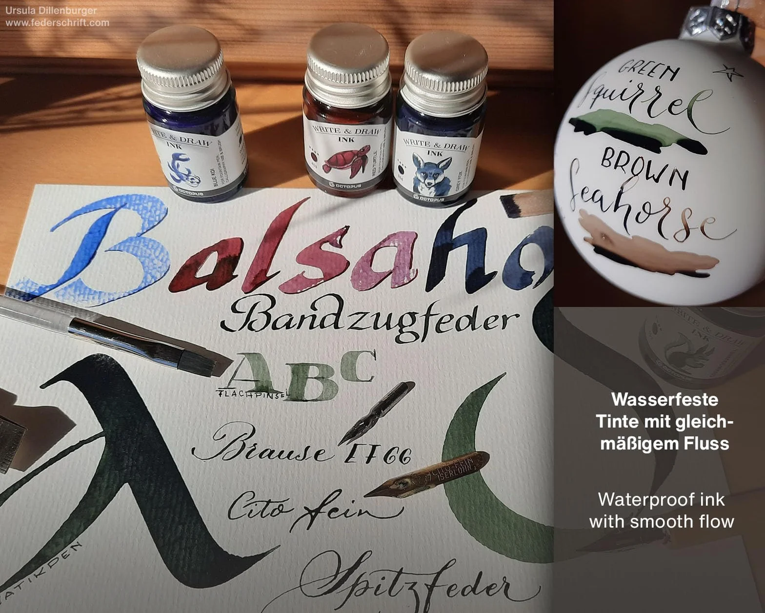 Octopus Write and Draw Ink 347 Black Elephant, wasserfeste Tinte zum Schreiben und Zeichnen, Kalligraphietinte, lichtechte Zeichentusche für Füllhalter, schwarz, 50 ml