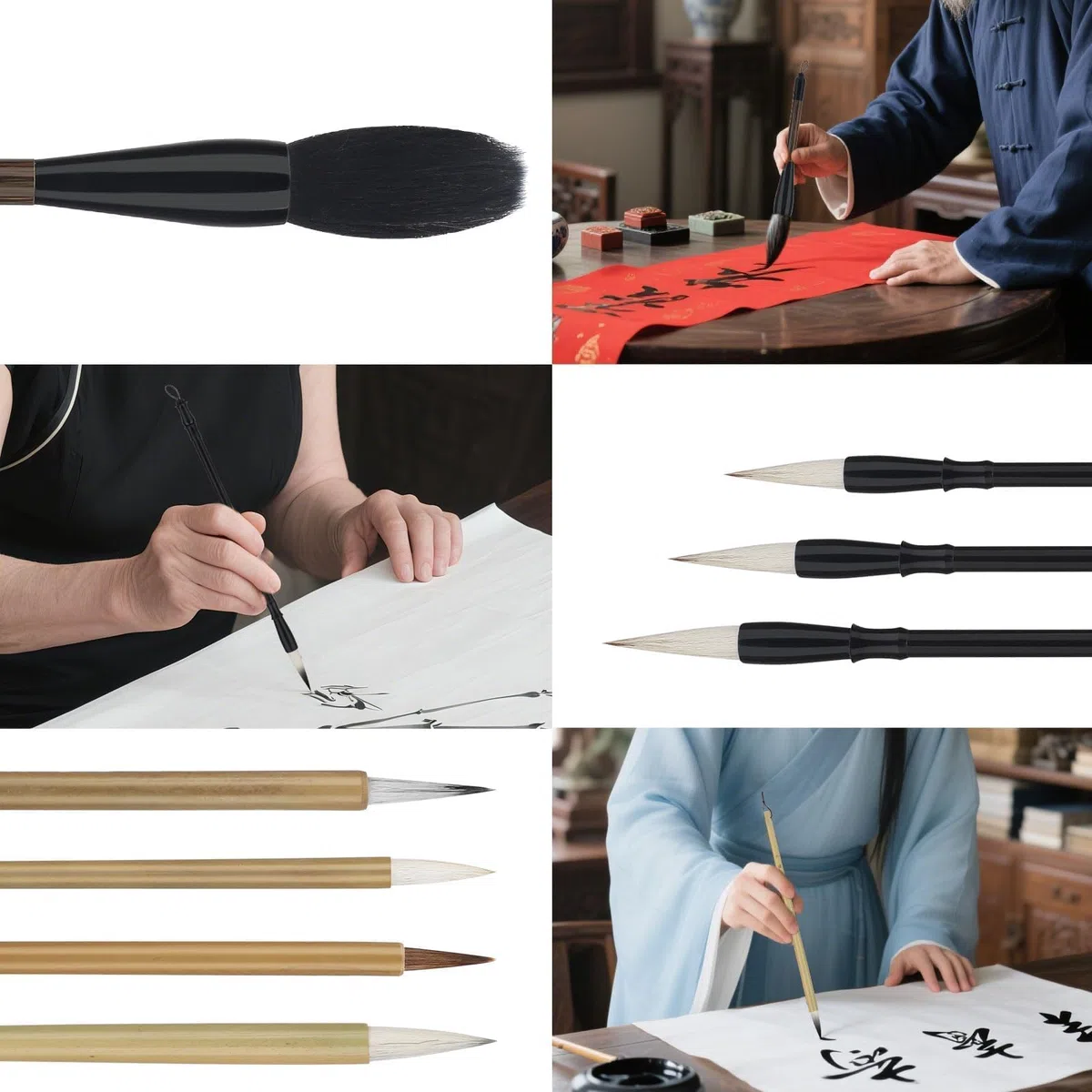 Linkstyle Chinesische Kalligraphie Pinsel, Gemischte Größe Japanische Kanji Sumi Pinsel für Anfänger Studenten, 12 Stück