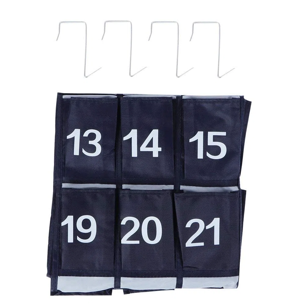 mumisuto Nummerierte Aufbewahrungstasche für Klassenzimmer, 30 Nummerierte Taschen,Handy-Taschen,Handy Aufbewahrungstasche mit 4 Klebehaken / 4 Türhaken,Marineblau