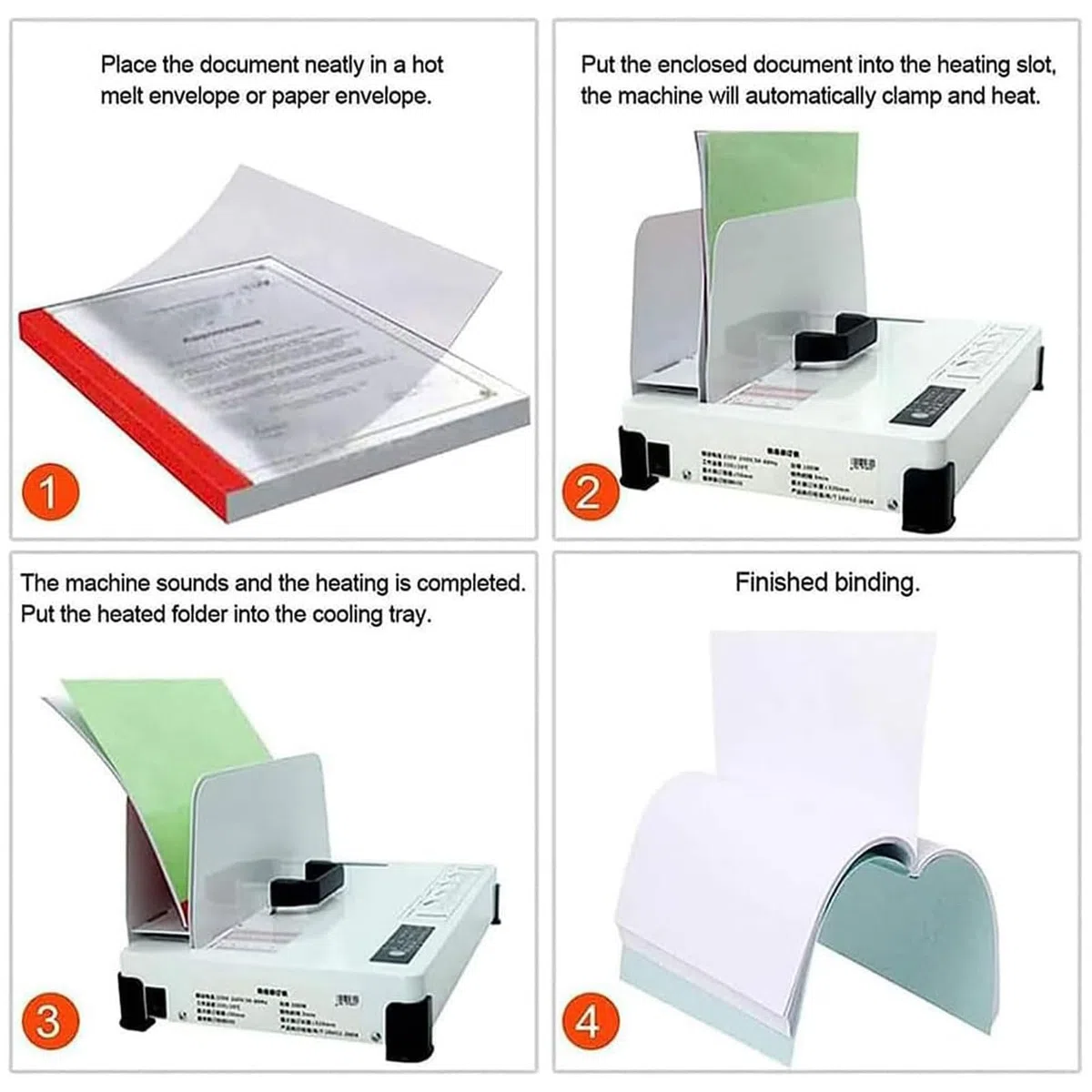 Heißschmelzbindegerät, elektrisches Kammbindegerät, 300 W, Desktop, A4-Bücher, Vertragsdokument, automatische Bindegeräte, 50 mm (480 Blatt Papier), manuelles Stanzen für Verträge D