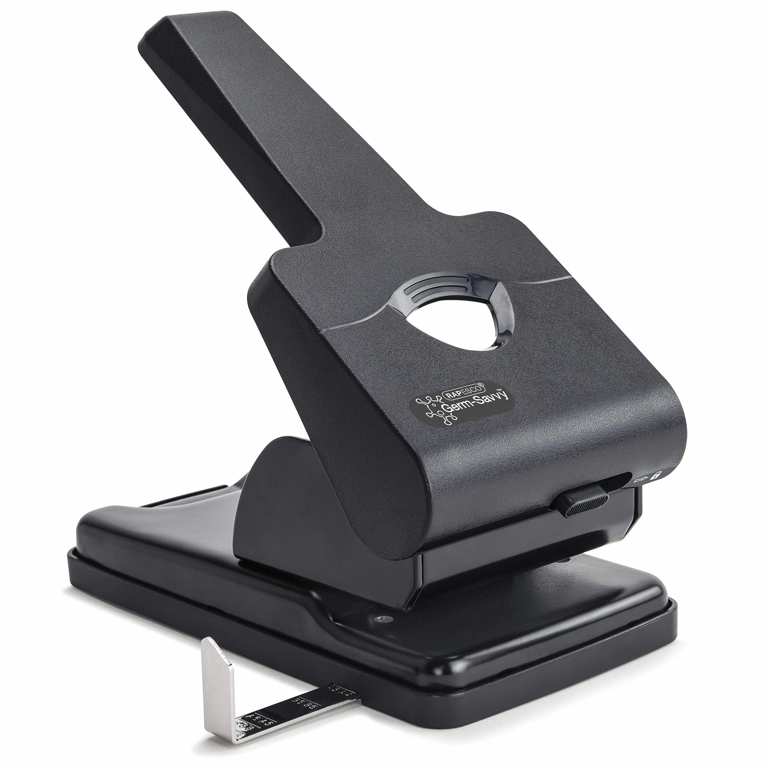 Rapesco 1631 Germ-Savvy Antibakteriell HD865-P 2-fach-Kraftlocher, 63 Blatt Stanzkapazität, Schwarz
