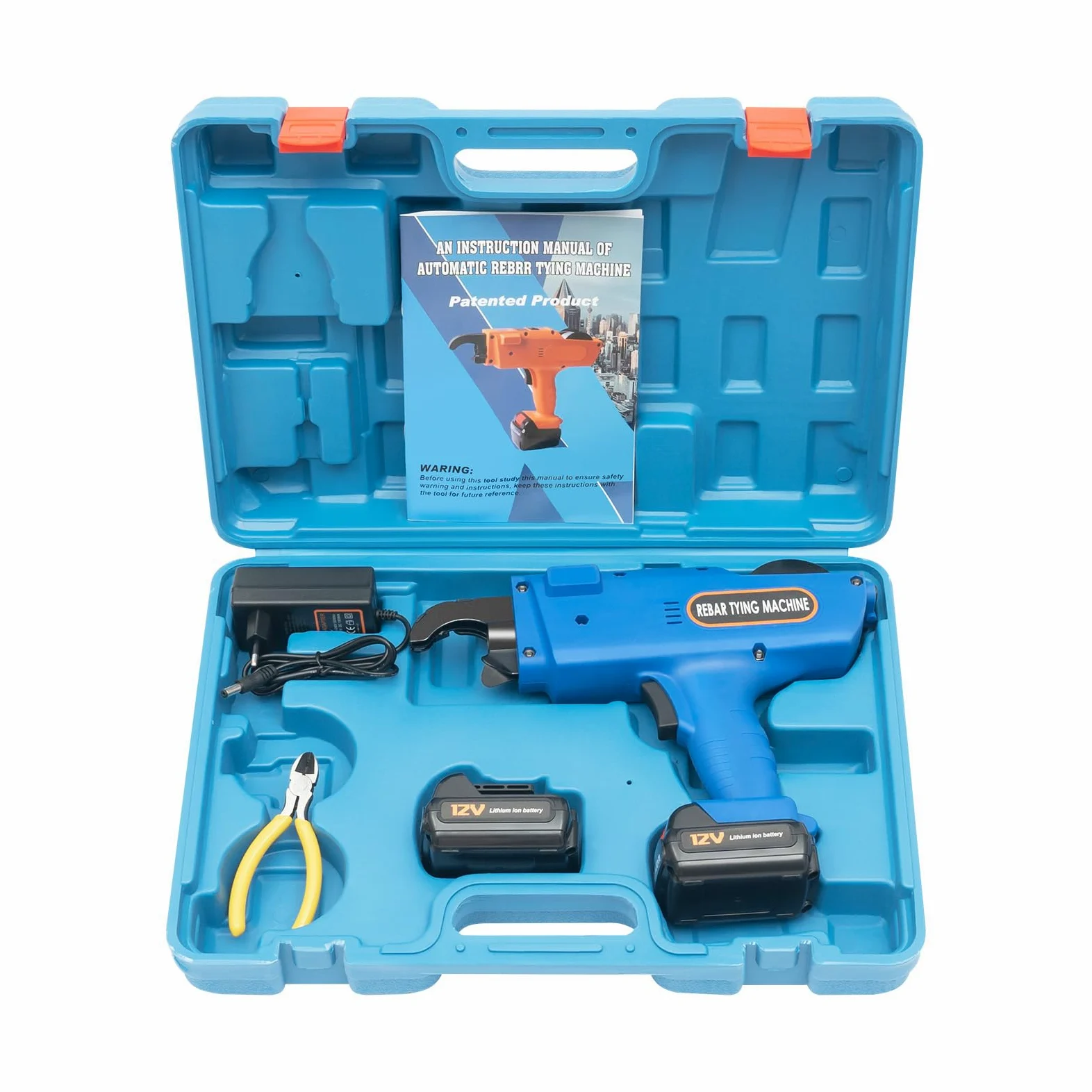 Drahtbindemaschine 0,8 Sek/Knoten Stahlstangen-Bindemaschine Automatisches Bewehrungsbindegerät mit 2x4500mAh Akku und Werkzeugkasten Bewehrungsverbinder für 8-34mm Stabstahl