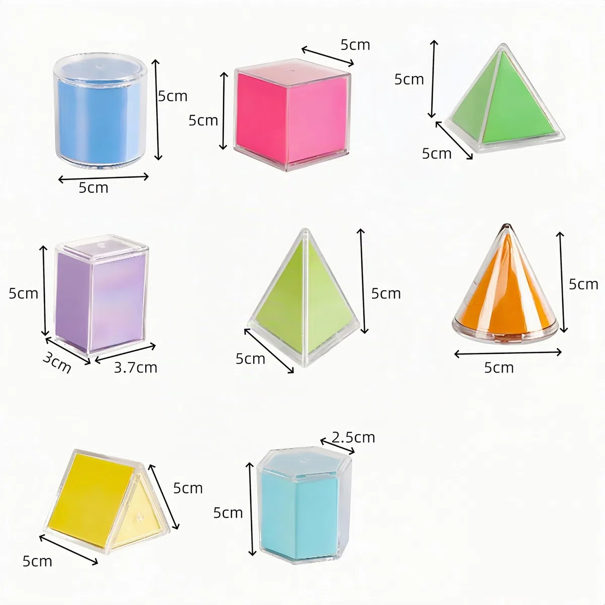 8 Stück geometrisches Modell, 3D-geometrische Figuren, geometrische Formen-Manipulative, für den Unterricht zum Zählen der mathematischen Manipulative-Blöcke aus Kunststoff-Kit und wissenschaftliche