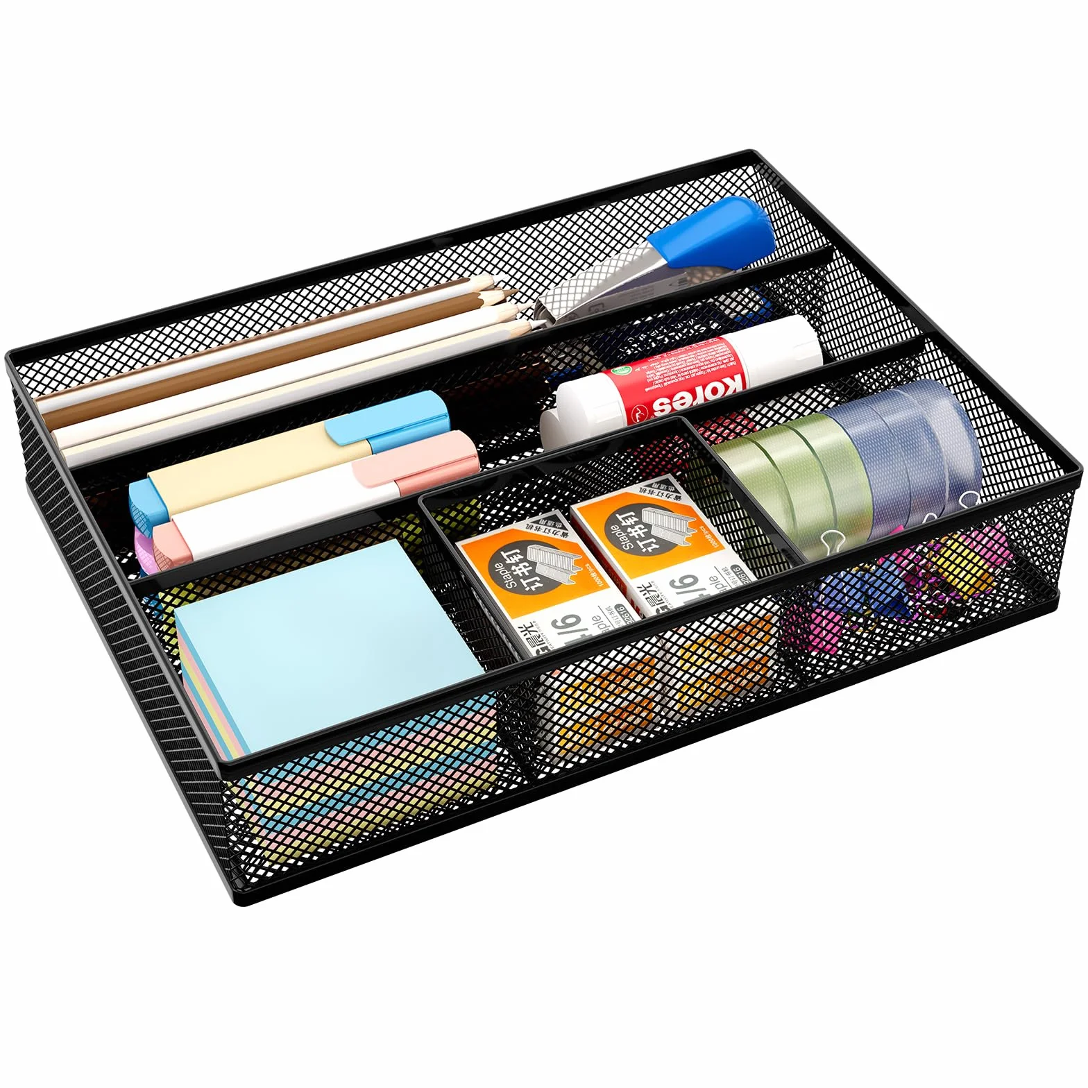 EasyPAG Metall Schubladen Tablett Stiftablage Schreibtisch Organizer Stiftehalter Stiftköcher Utensilienschalen Büro Organisation Zubehör Ablage,Schwarz