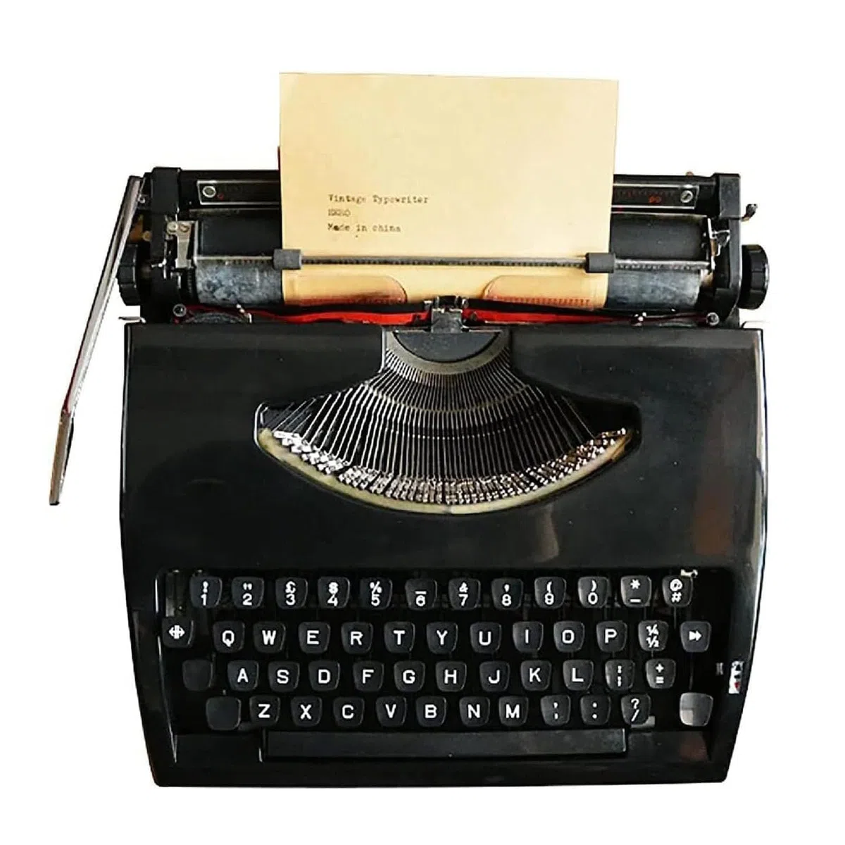 Vintage-Schreibmaschine mit manueller Schreibmaschine, traditionelle tragbare manuelle Schreibmaschine, altmodische mechanische englische Schreibmaschine zum Schreiben von Romanen überall