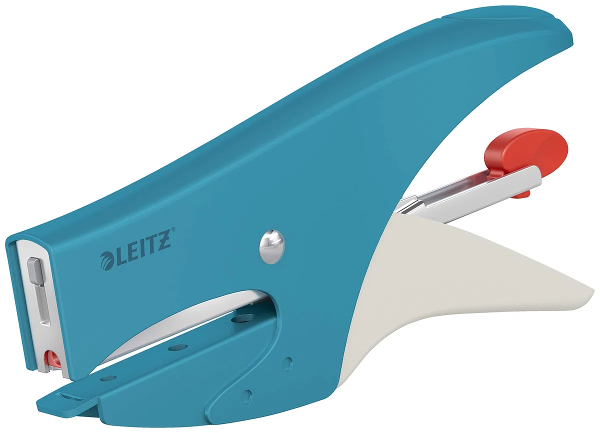 Leitz Heftzange, 15 Blatt, Hinterlademechanik, Inkl. P1 Heftklammern Nr. 8, Sanftes Blau, Cosy-Serie, 56440061