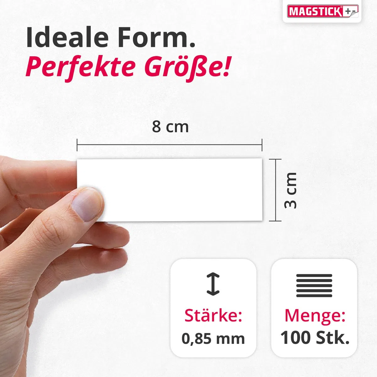 100 beschreibbare Magnet-Etiketten I 8 x 3 cm I weiß I magnetische Beschriftungsfolie beschreibbar Magnet-Streifen zum Beschriften I mag209