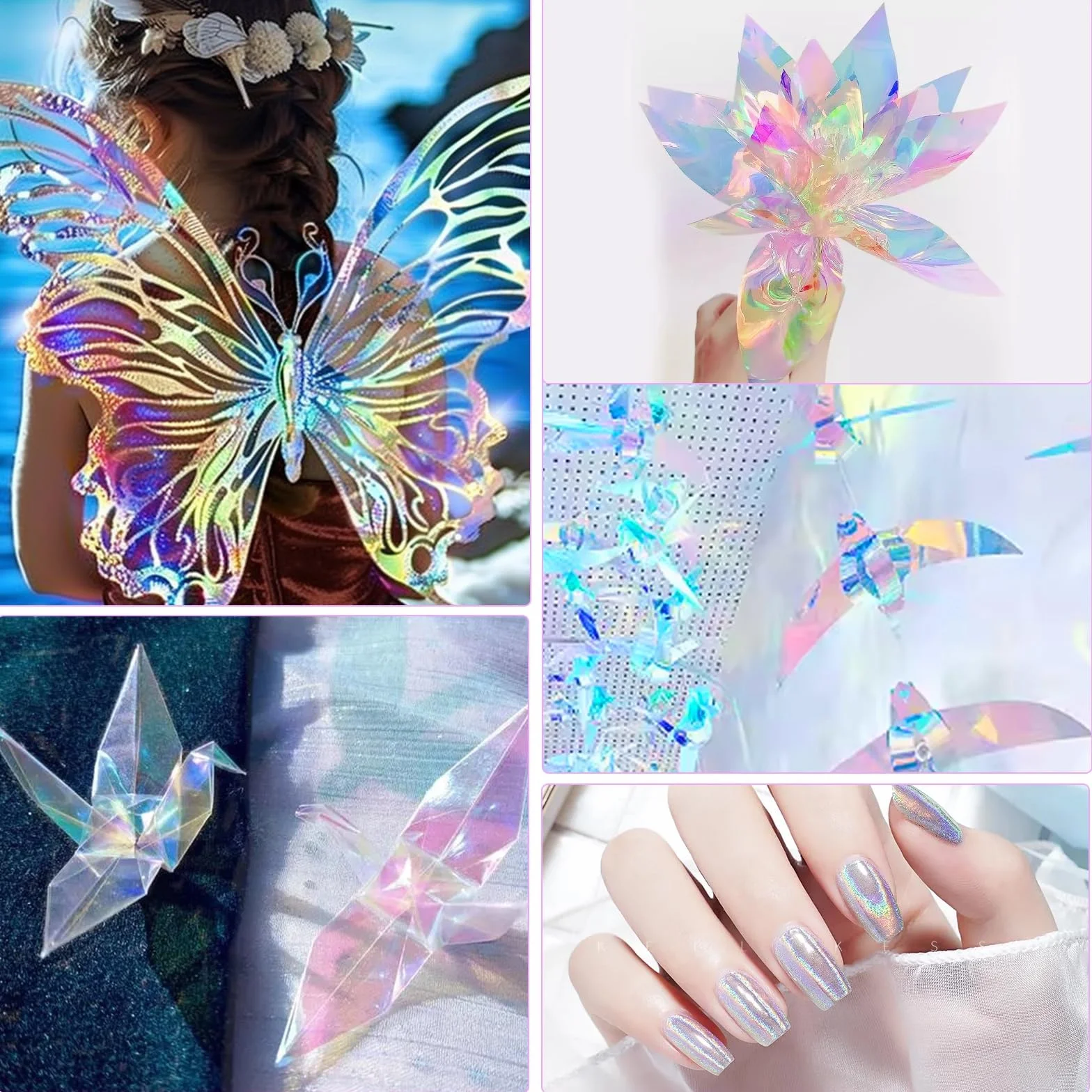 woric Irisierende Folie, 43cmx25m Regenbogen Cellophan Rolle Geschenkfolie Farbig Blumenfolie Verpackungsfolie für Geschenke Blumenstrauß Geschenkkorb Geburtstag Hochzeit Muttertag Party