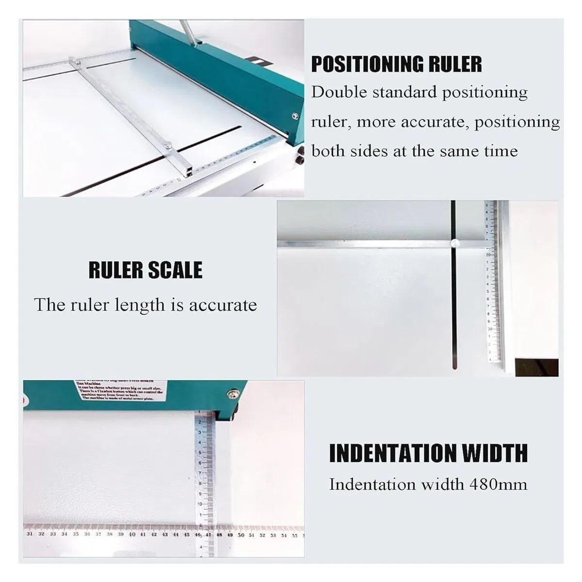 Manuelle Papierfalzmaschine, 480 mm, mit Positionierungslineal, hochfester Falzfalter, 0,8 mm Einkerbungstiefe für Büro und Zuhause