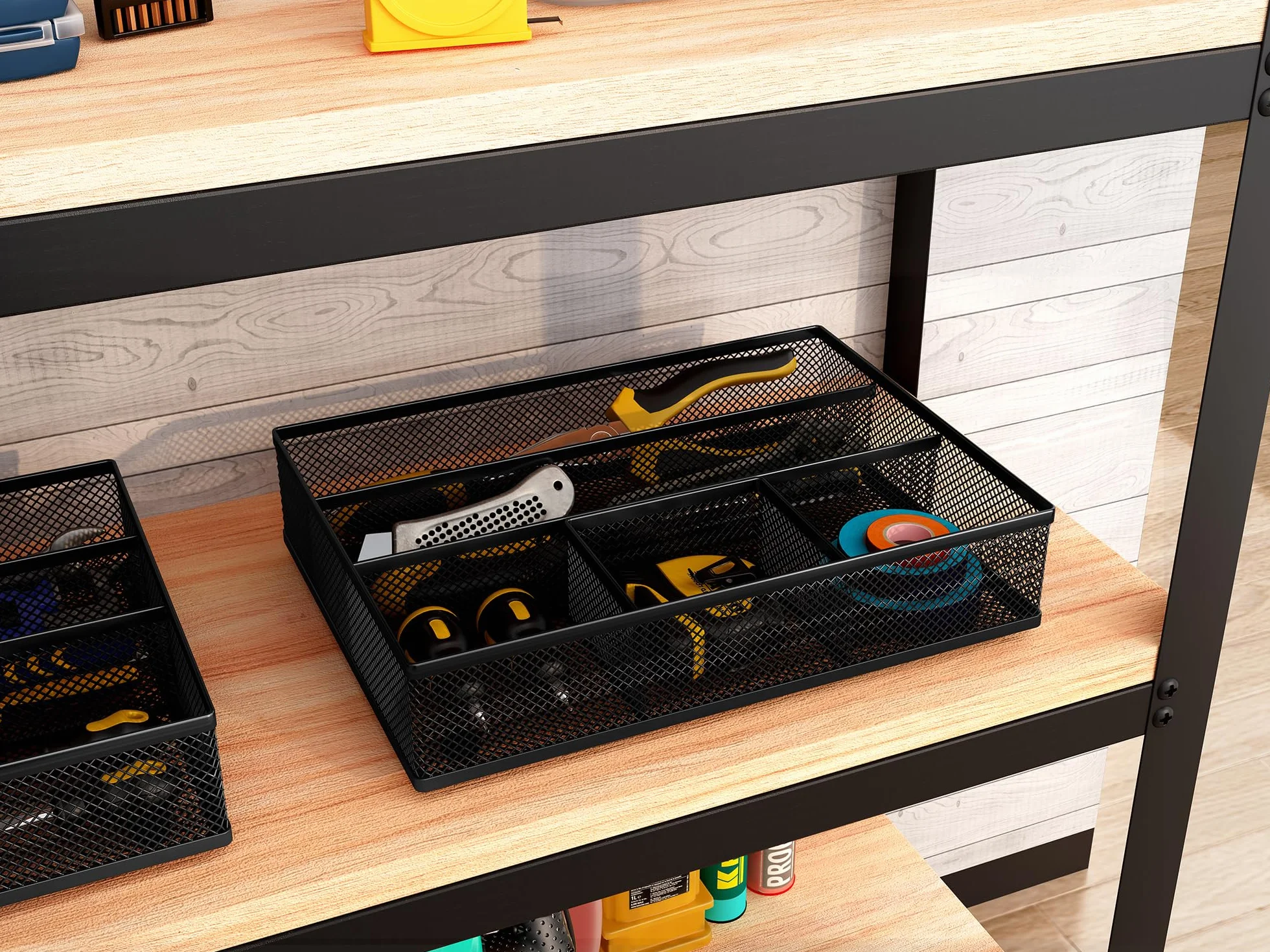 EasyPAG Metall Schubladen Tablett Stiftablage Schreibtisch Organizer Stiftehalter Stiftköcher Utensilienschalen Büro Organisation Zubehör Ablage,Schwarz