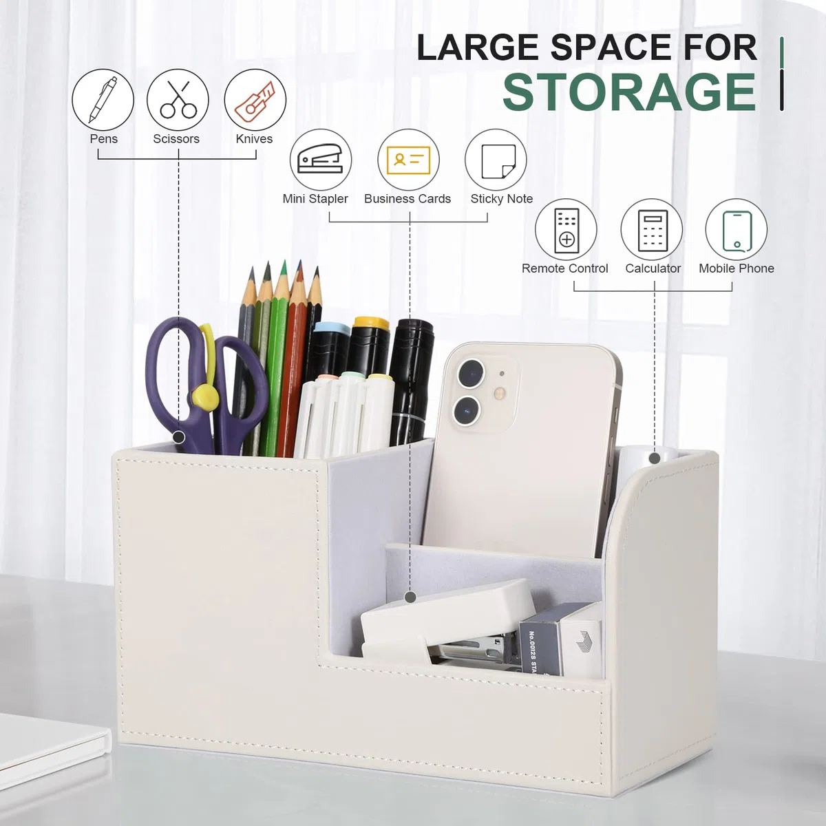 GORESE Stiftehalter Schreibtisch - Büro-Bleistifthalter Organizer Desktop-Schreibtisch-Zubehör Bürobedarf Organisationsdekor (Weiß)