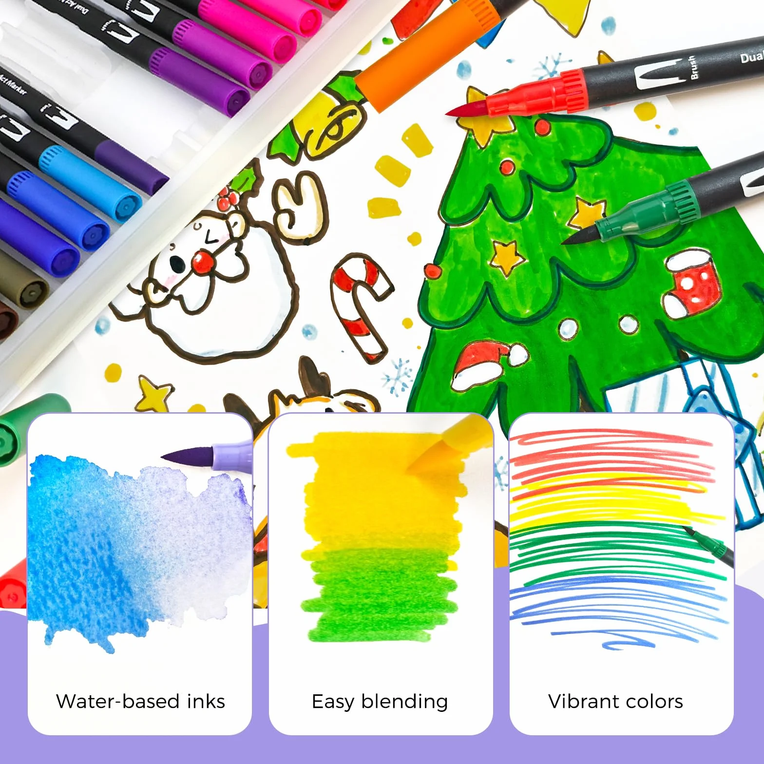 Artecho Dual Brush Pen Set 72 Farben, Fineliner Set, Filzstifte Dicke und Dünne, Pinselstifte set, Stifte für Bullet journal, Kalligraphie, Manga, Malbücher und Handlettering