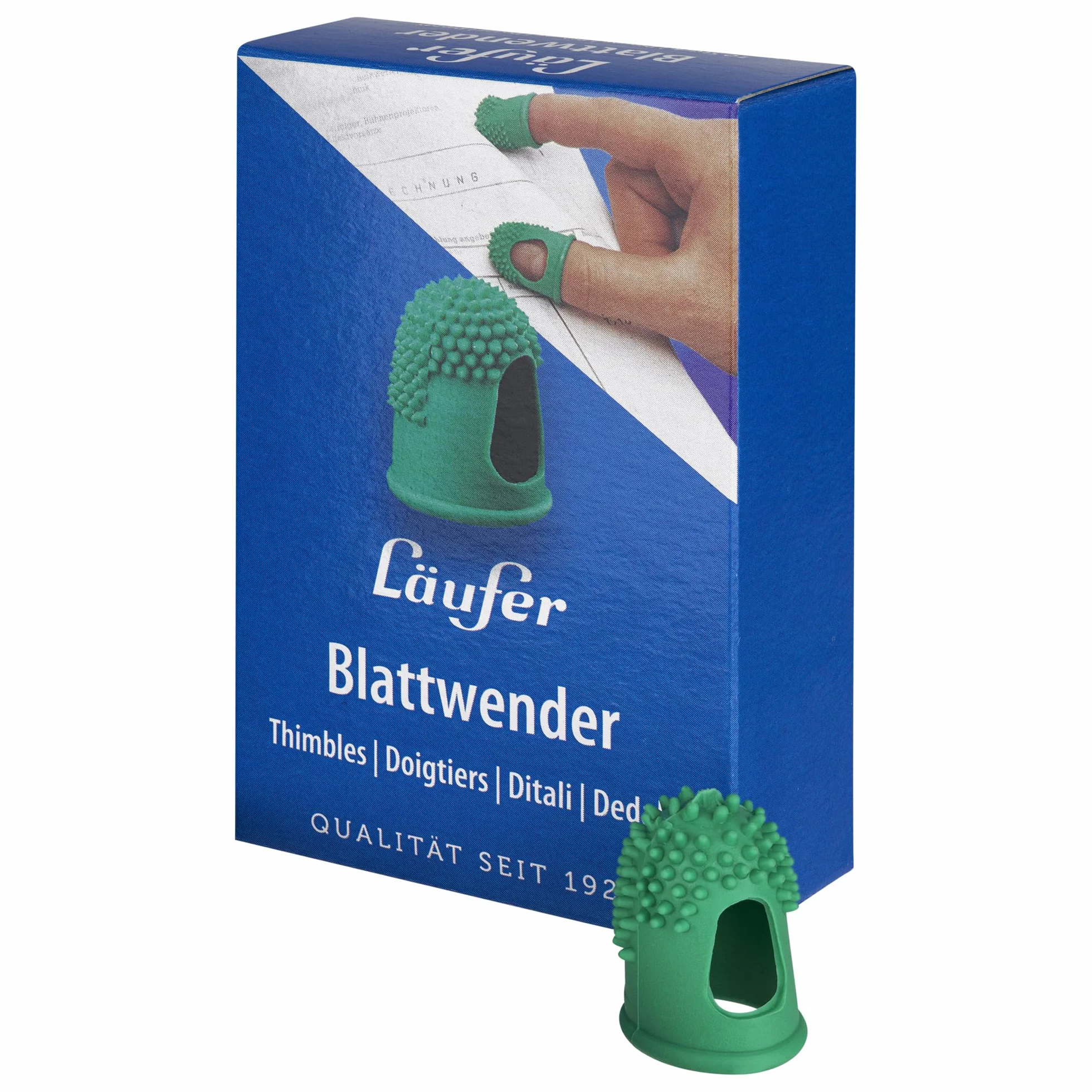 Läufer 77211 Blattwender Größe 2, Ø 15 mm, grün, Latex-frei, mit feinen Gumminoppen, Schachtel mit 10 Stück