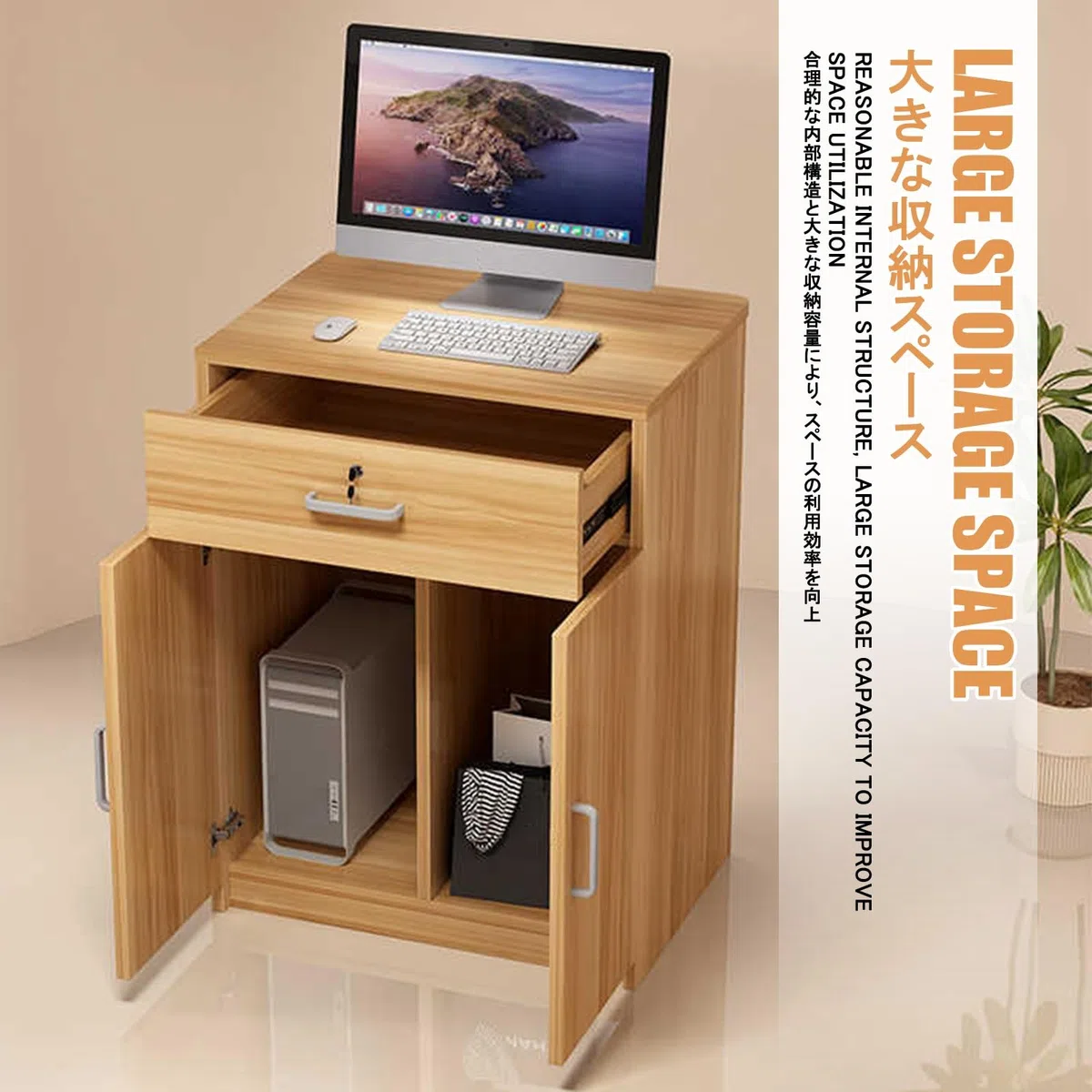 Generisch L-förmiger Kassentisch mit abschließbarer Schublade, Kassentheke und Empfangseinheit, vielseitige Theke für Büros und Einzelhandel, Schlichtes Design, weißes Stein-Finish, 60 cm.