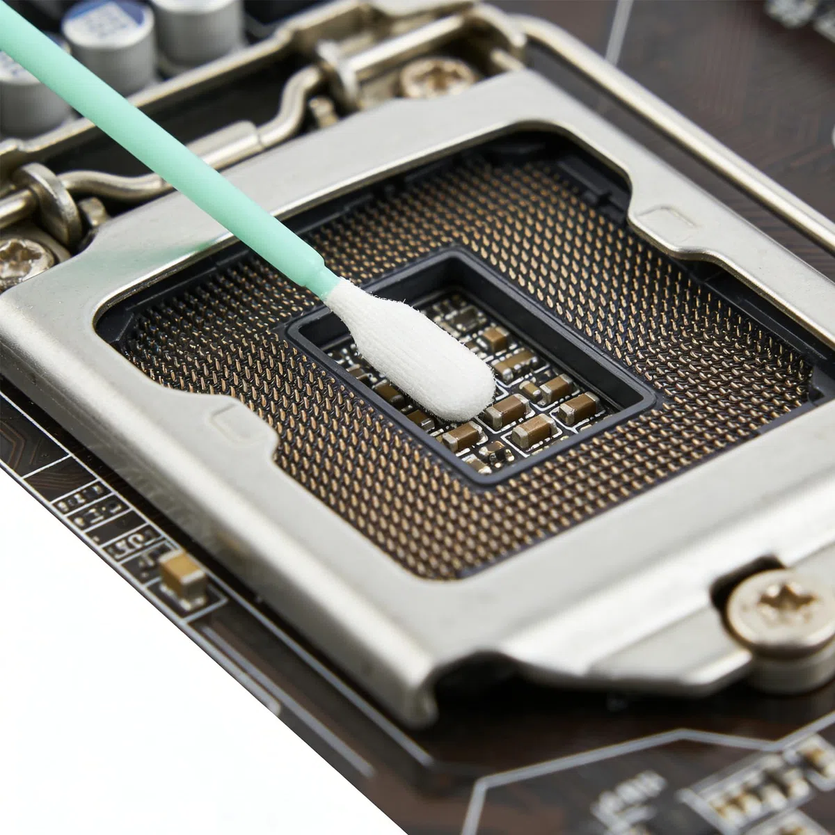 100 Stück Reinigungsstäbchen mit fünf Größen, Multifunktional Wattestäbchen Lang für Tastatur Computer-Motherboards Handy-Bildschirme Kamera-Reinigung (Grün)