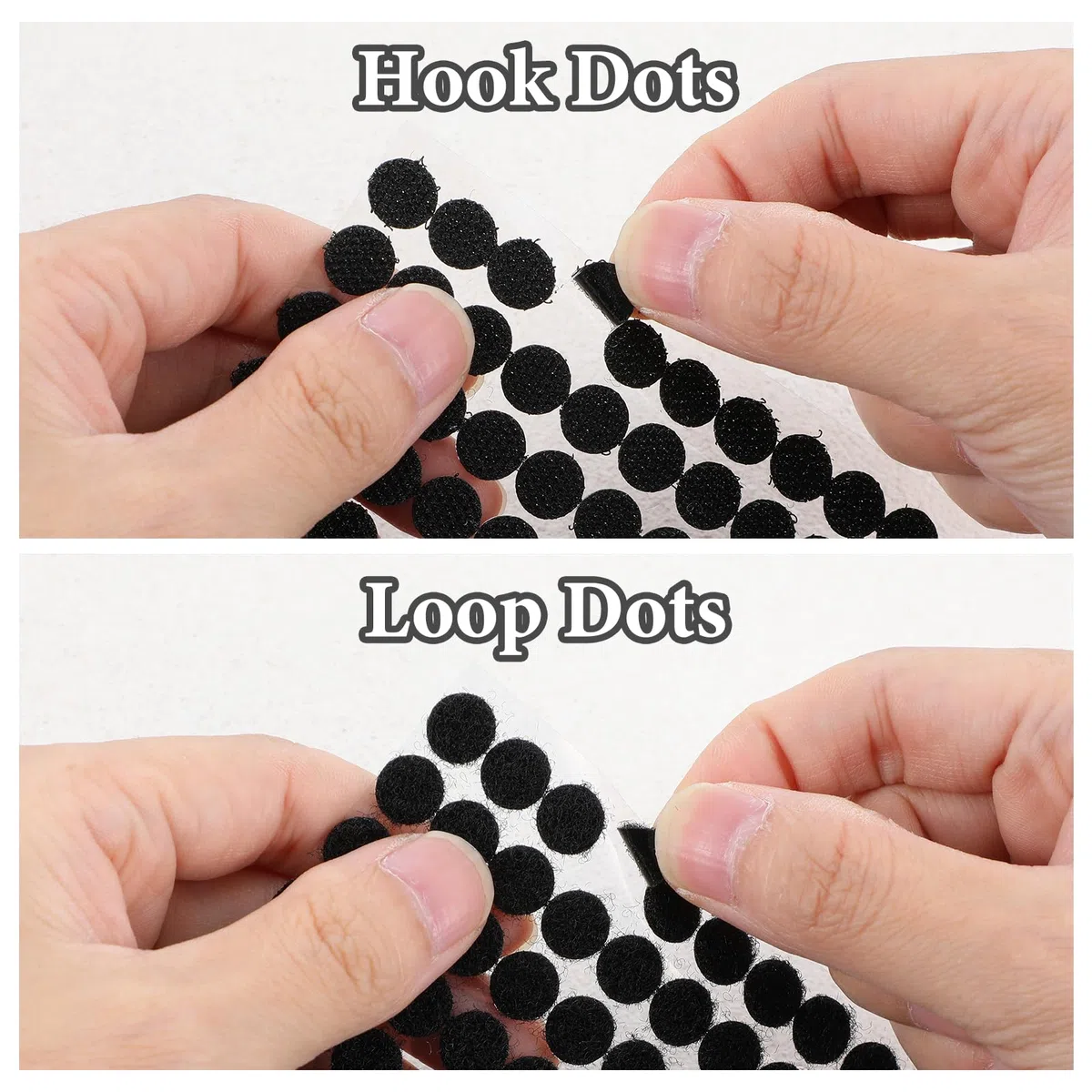 Klettpunkte Selbstklebend, 1008 Stück 10mm Klett Klebepunkte Klettverschluss Selbstklebend Small Circle Dots Sticker Tapes für Handwerk auf Papier Kunststoff Leder(Schwarz)