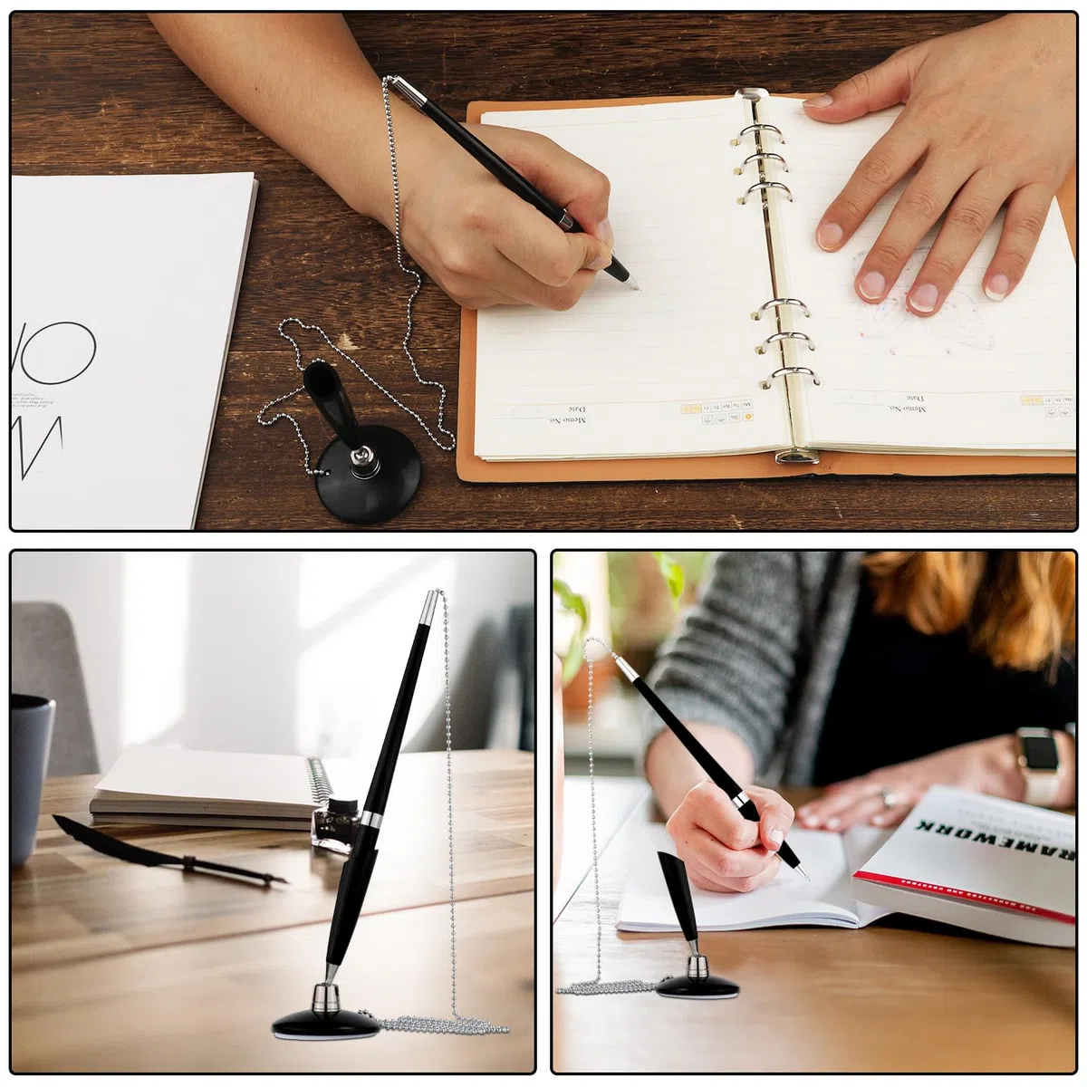 LUTER 4St Stift mit Kette, Stift an Kette Stift mit Befestigter Kette Sicherer Stift mit Kette Stiftketten mit 16St Austauschbaren Ersatzminen Zubehör für Zuhause Büro Bank Hotel