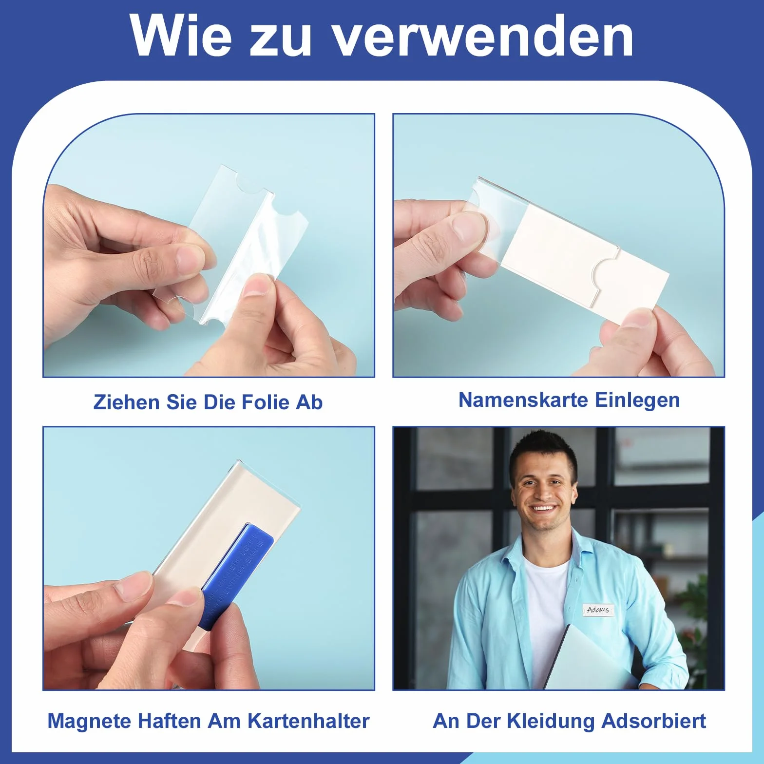 Yoosso 20 Stück Magnetische Namensschilder, 75 x 30mm, Transparent, Acryl, 3-Punkt Neodym-Magnete, Für Kleidung, Büro, Schule, Konferenzen
