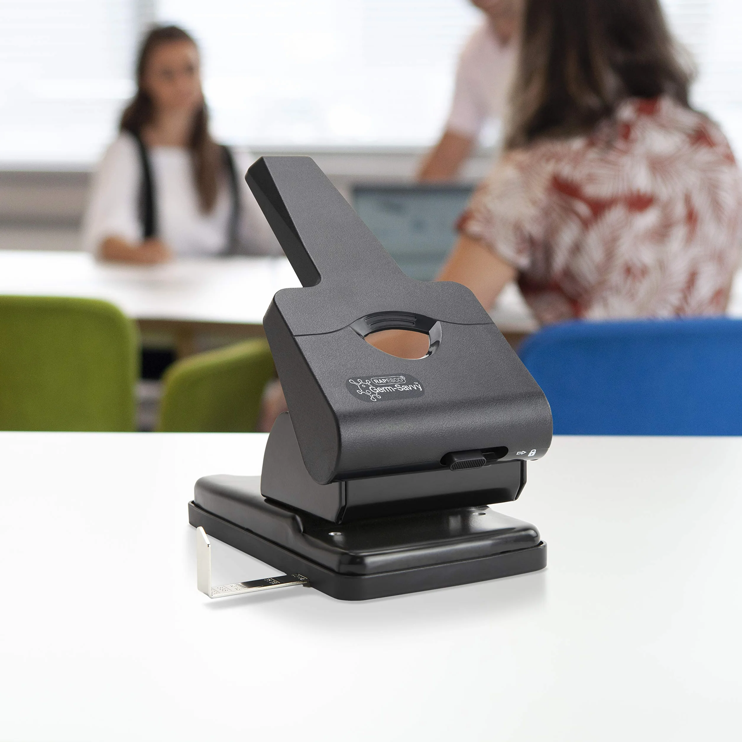 Rapesco 1631 Germ-Savvy Antibakteriell HD865-P 2-fach-Kraftlocher, 63 Blatt Stanzkapazität, Schwarz