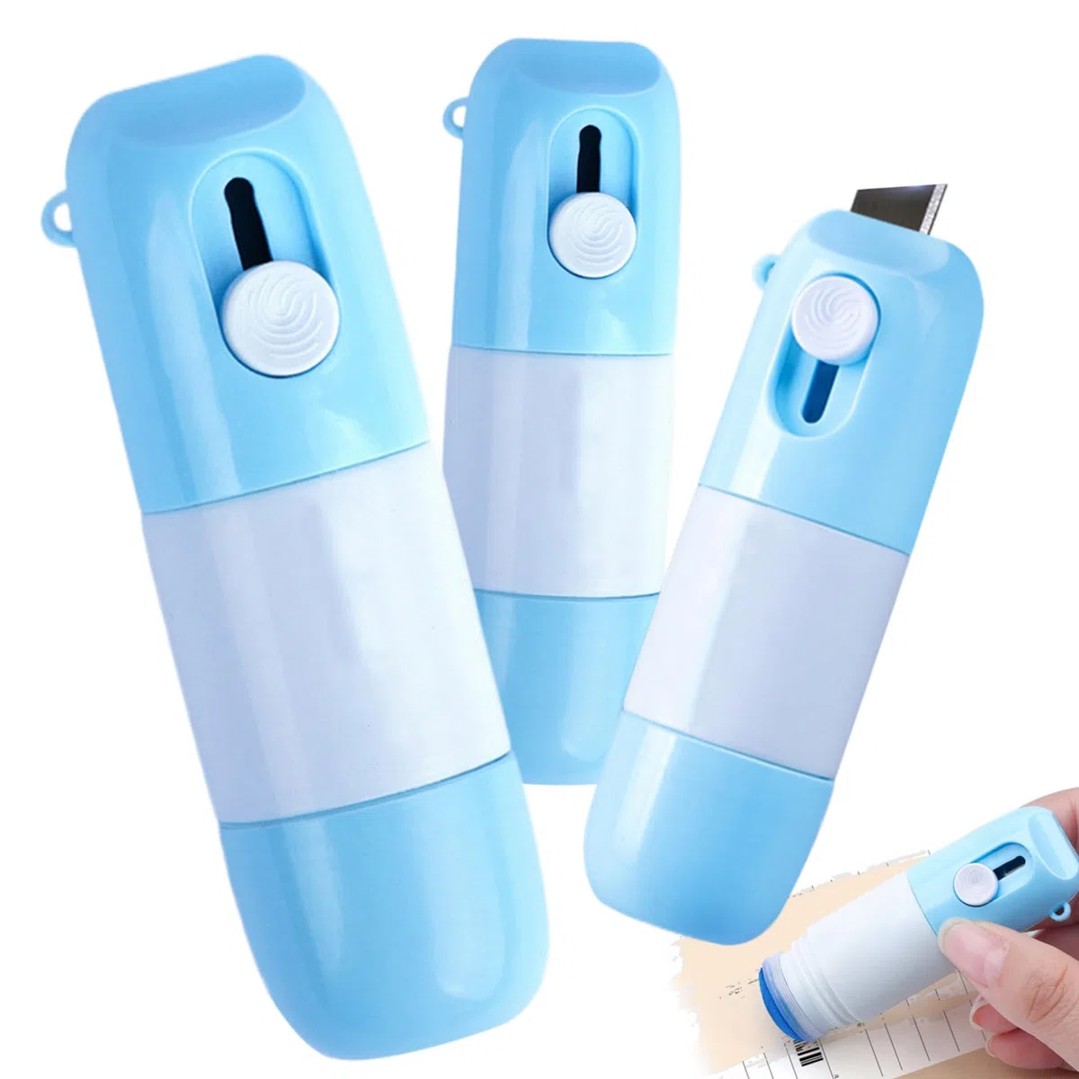 3pcs Thermalpapier Korrekturflüssigkeit mit Paketöffnung Whiteout Flüssigkeit Instant Datenschutzschutz Korrektur Flüssigkeit mit Cutter für Packungsbezeichnungen, Rechnungskorrekturflüssigkeit