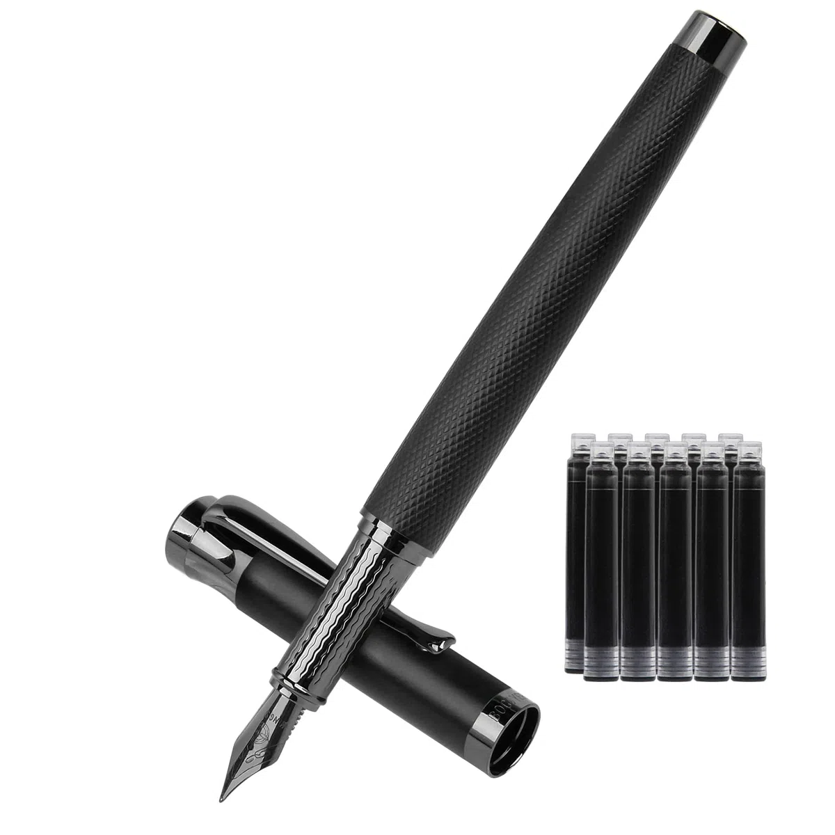 Luxus Füllfederhalter Set, feine Feder, bestes Stiftgeschenkset für Männer & Frauen, Büro, Kalligraphie füller - Schwarz