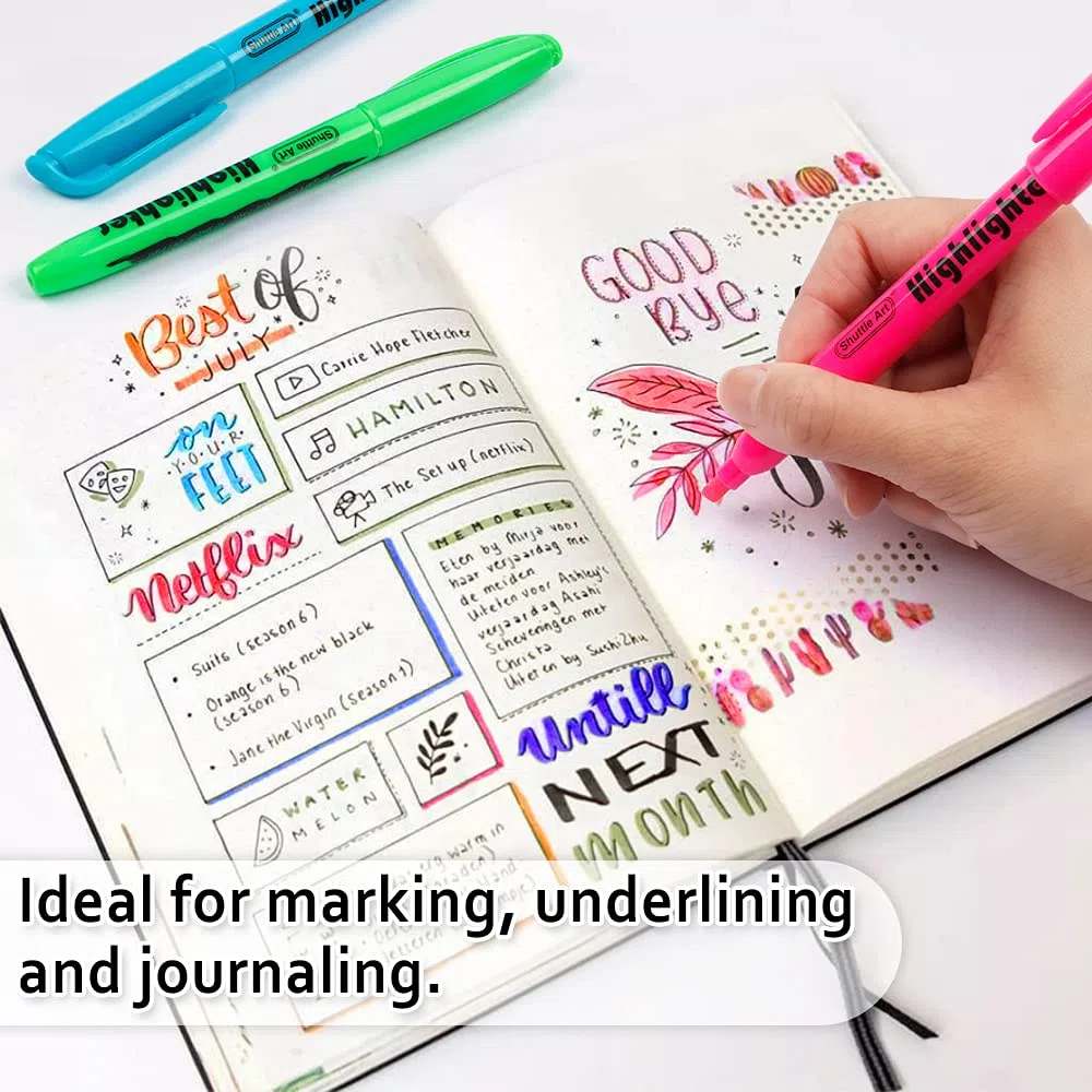 Shuttle Art Textmarker, 30 Stück, sortierte Farben, 10 Farben, Keilspitze, schnell trocknend, ungiftig, für Erwachsene und Kinder, für Zuhause, Schule, Büro