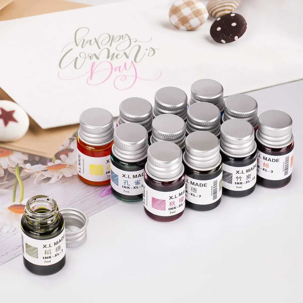 Glas Dip Pen Ink Set, kalligraphie tinte set, 12 bunten Tinten, Kaligraphie-Sets für Kunst, Schreiben, Unterschriften, Dekoration, Geschenk