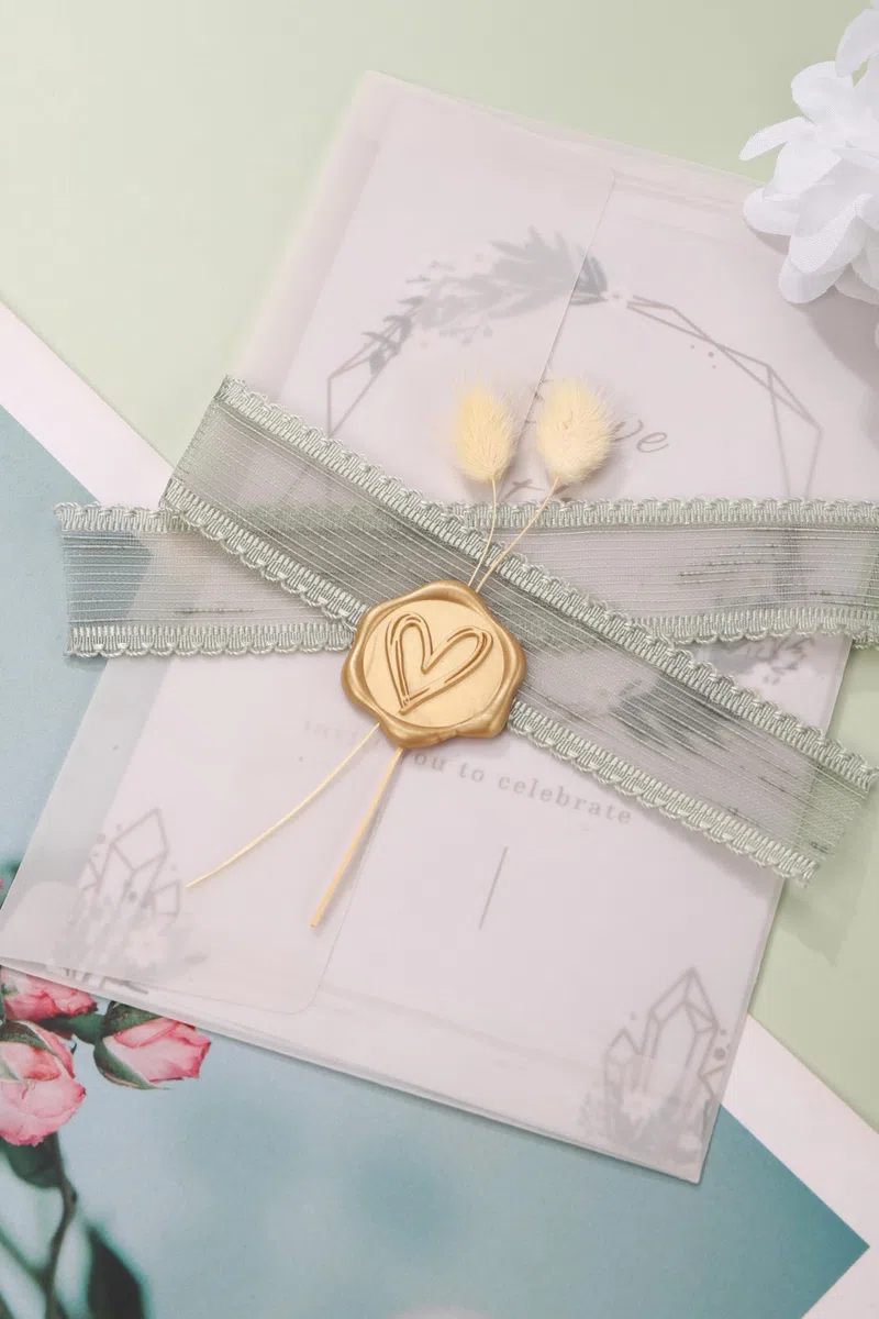 50 Stück Wachssiegel Selbstklebend Herz Umschlagaufkleber Dekoration Sticker für Hochzeit, Einladungen, Geschenke, Briefe (Hellgold)