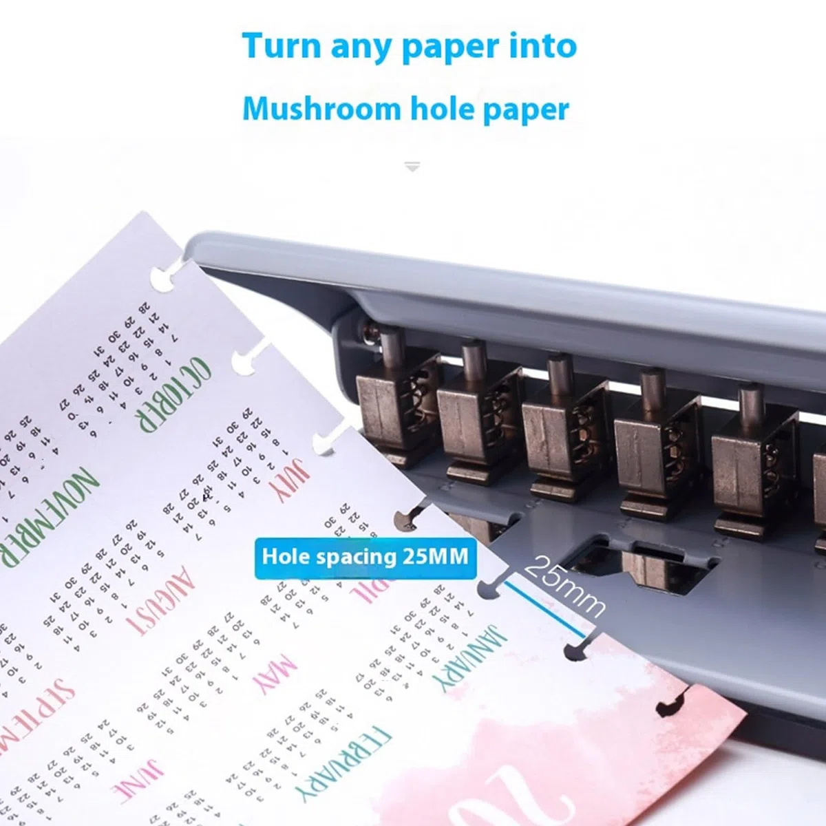Pilz-Lochstanzer mit Ausrichtungsführung, 6 Blatt, Kapazität 12 Löcher, Papierstanzer, Werkzeug für Büro, Zuhause, Organisation, robuster Metalllocher
