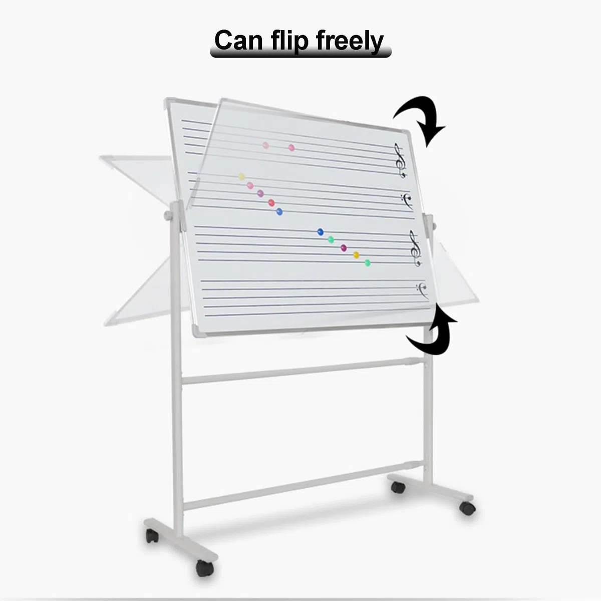 Doppelseitiges Whiteboard - höhenverstellbares, trocken abwischbares Whiteboard mit Notenlinien, geeignet für den Unterricht zu Hause und in der Schule, ideal für Kreativität und Zeichnen (7