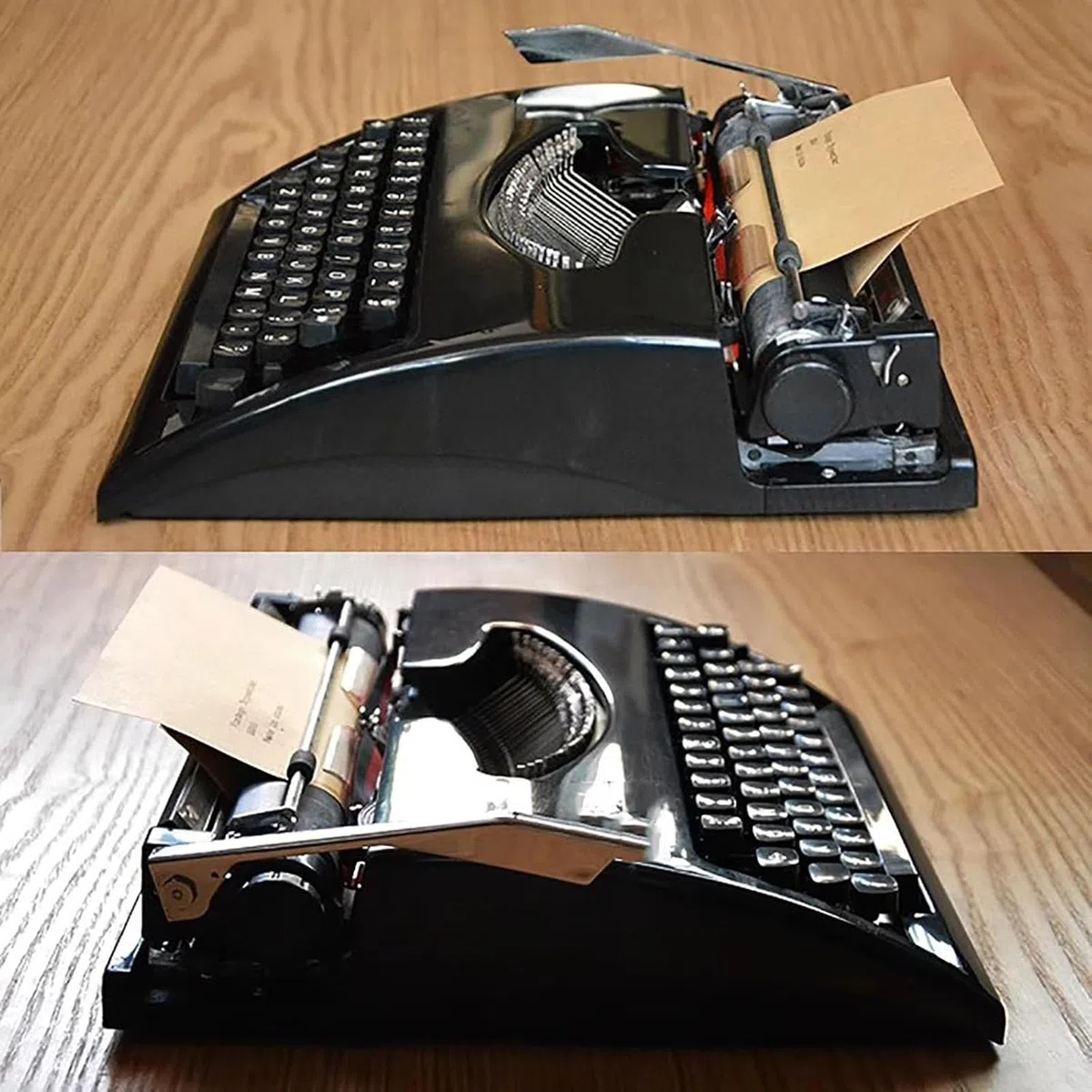 Antike Schreibmaschine Vintage Manuell Mechanisch Tragbar mit Farbband und Koffer, Englisches QWERTY Layout Retro Stil für Notizen Briefe Kreatives Schreiben Autoren(Black)