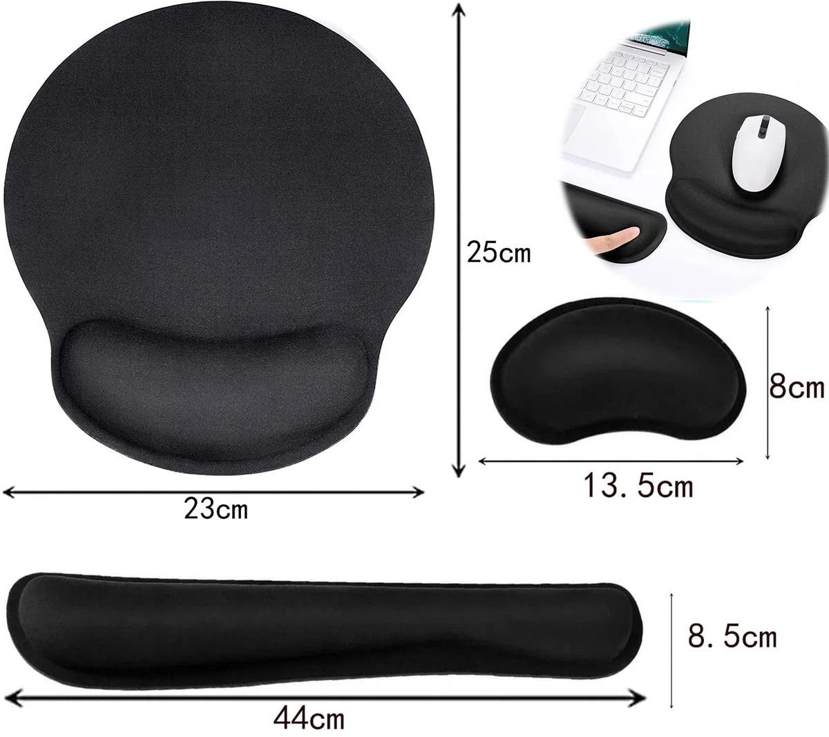 Mauspad-Handballenauflage Ergonomisches Handballenauflage-Set, Tastatur-Handgelenkauflage und Mauspad mit Handgelenkstütze für Computer, Laptop, Zuhause und Büro, Schwarz