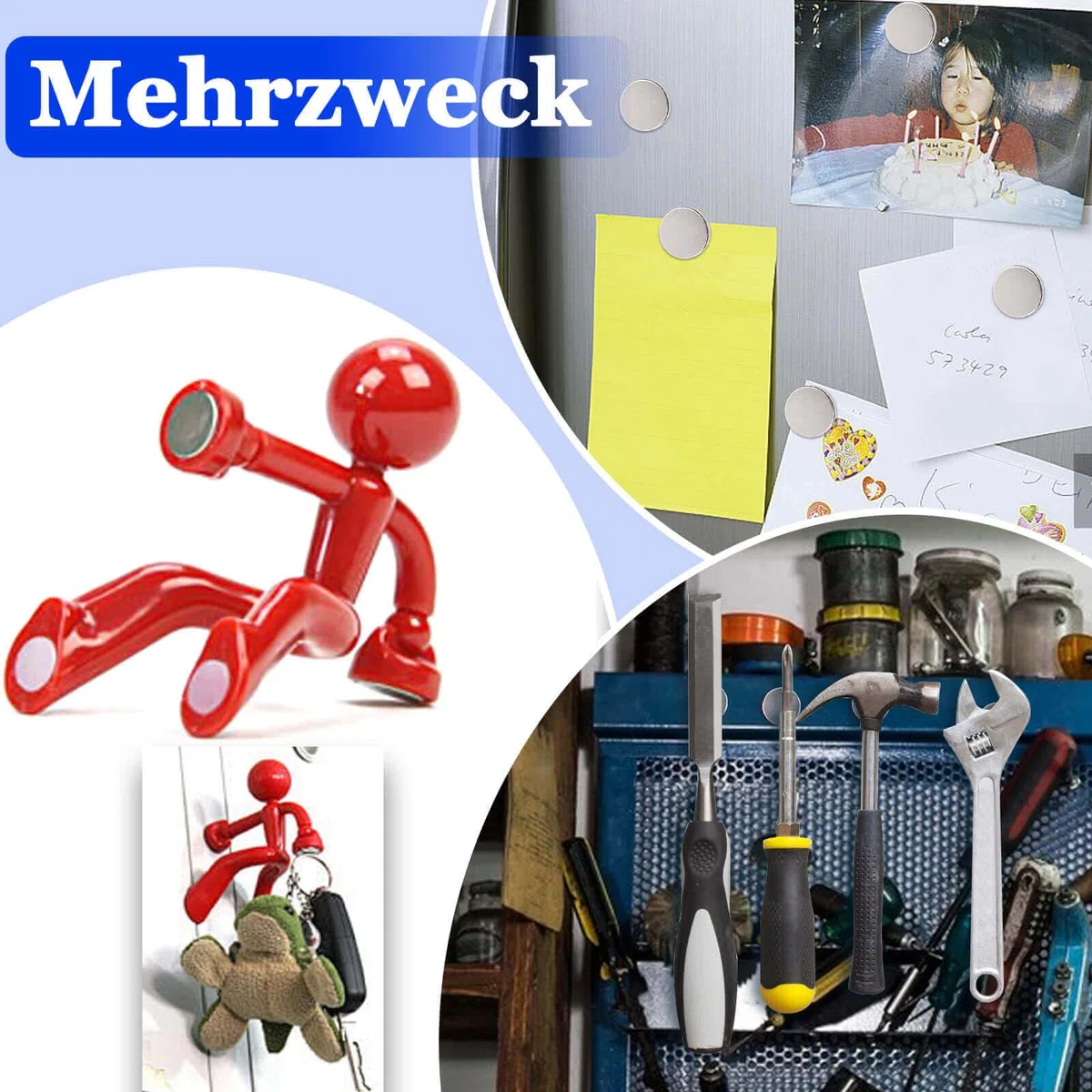 300 Stück Magnete Stark, 4 Verschiedene Größen, Neodym Magnete Extra Stark Silber, Kleine Magnet e für Magnettafel, Klein Mini Magneten für Whiteboard, Handwerk, Kühlschrankmagnete