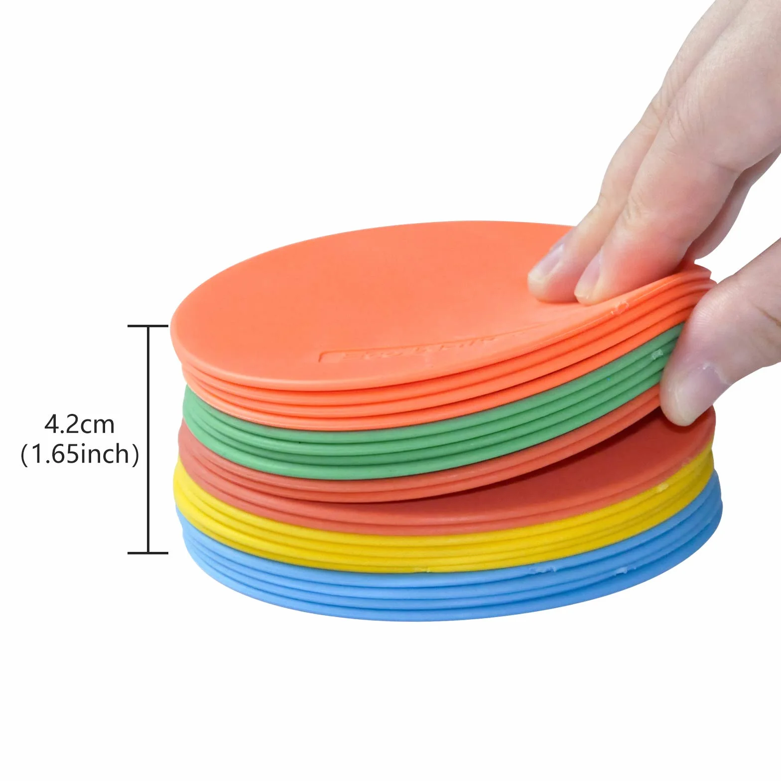 Flache Marker Spot Cones 4 Zoll (10 cm), 20er-Set – rutschfest für Klassenzimmer, Vorschule & Kindergarten, Fußball & Agilität – Kinder, Schule, Trainer (Mehrfarbig)