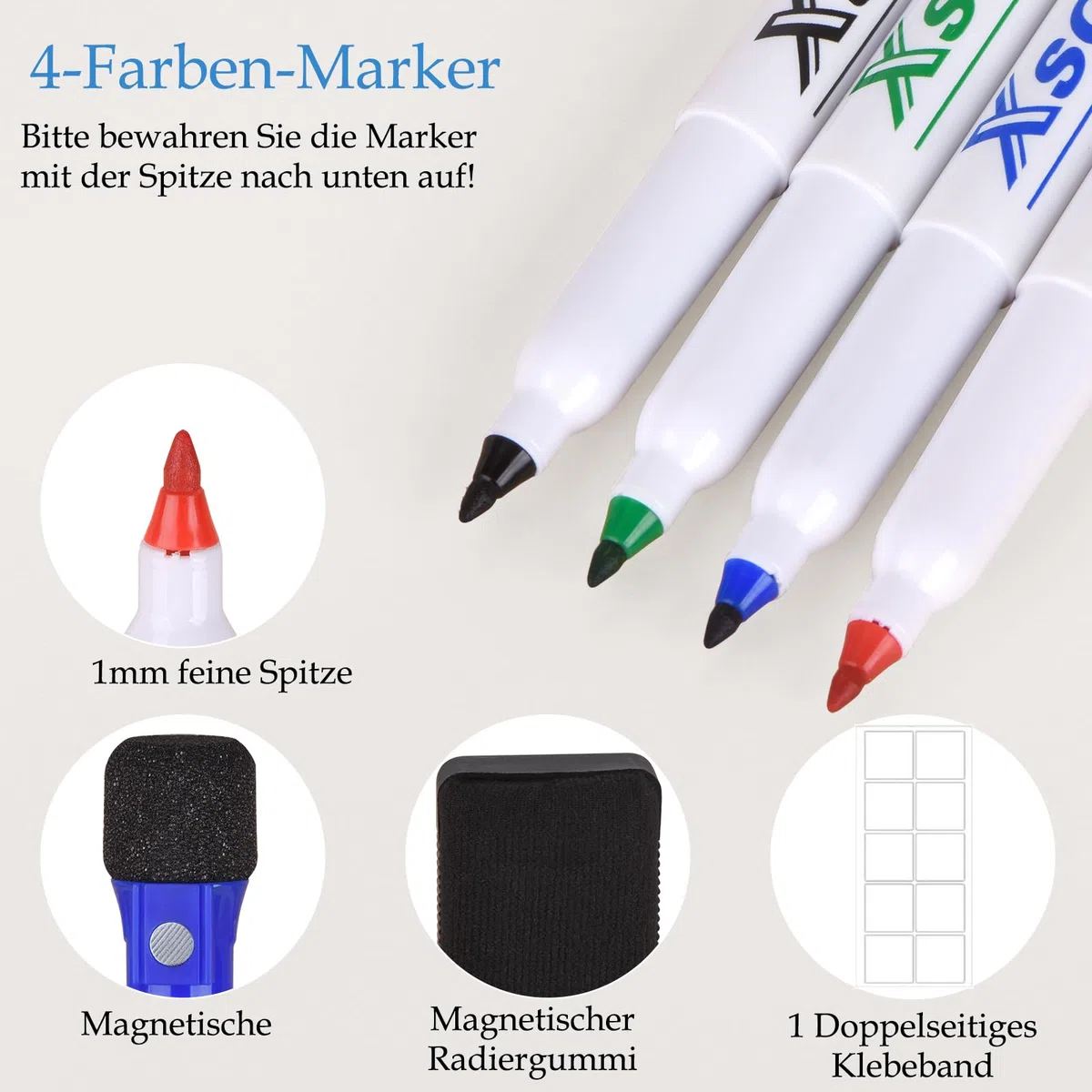 POPRUN Whiteboard Magnetisch 43 x 28 cm, Wochenplaner Abwischbar für Kühlschrank, Magnettafel als Haushaltsplaner, Essenplaner und Putzplaner für die Familie
