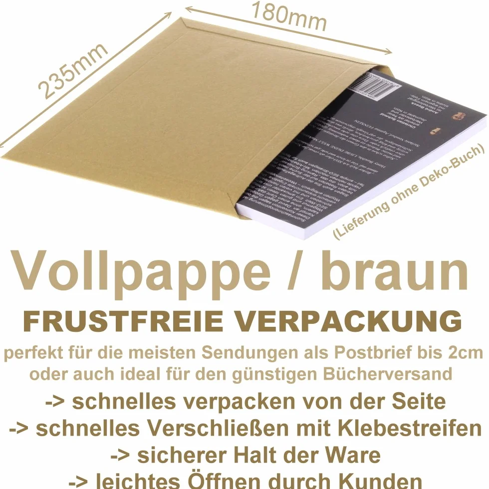 50 x Kraftmax Premium Verpackung/Versandtaschen - Frustfreie Versandtasche aus Pappkarton - DIN A5-23,5 x 18 cm
