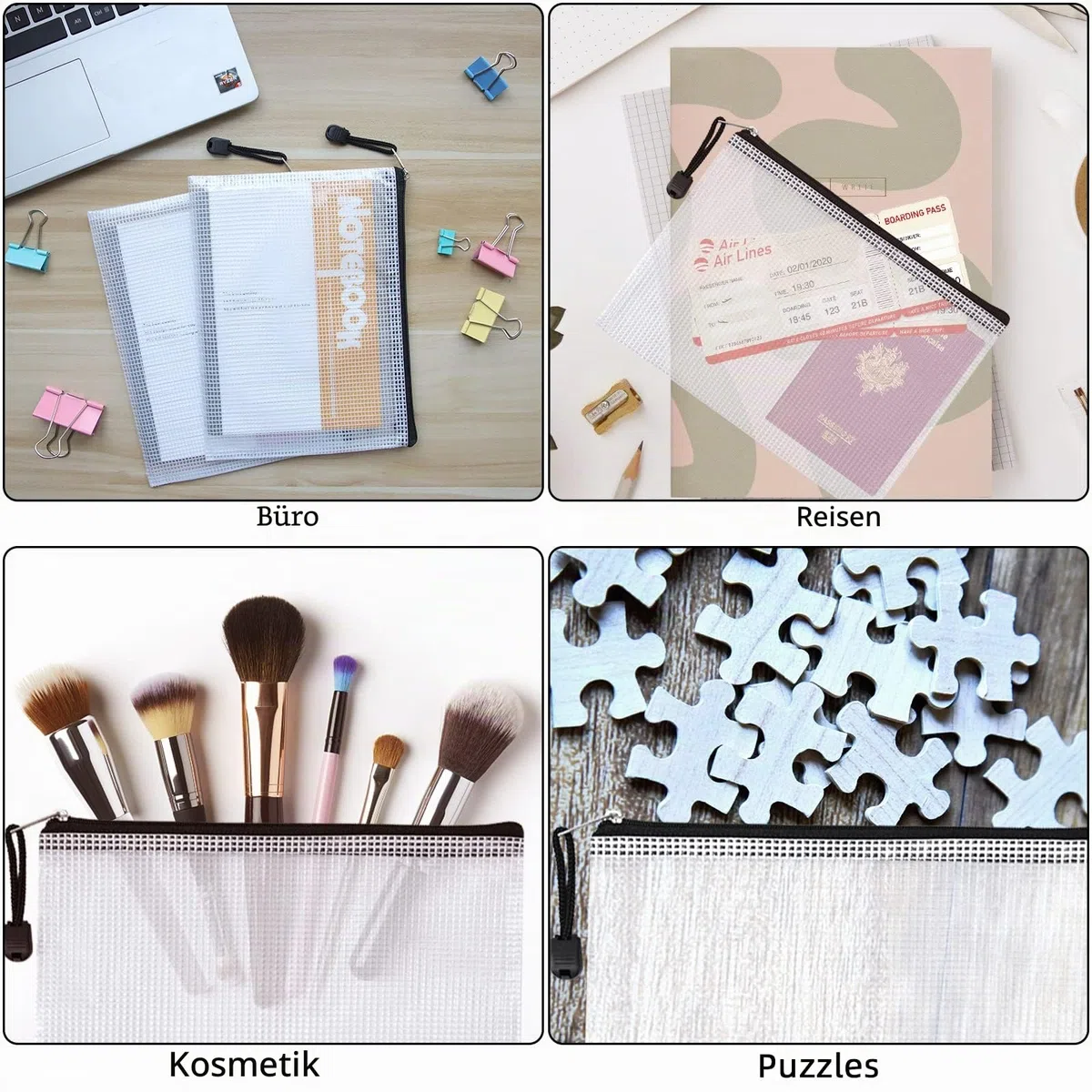 Dokumententasche A4 A5, 24PCS Kunststoff Reißverschlussbeutel Mesh Taschen Set, Wasserdichte Dokumententaschen mit Reißverschluss für Dokument, Papier, Kosmetik (12 Farben)